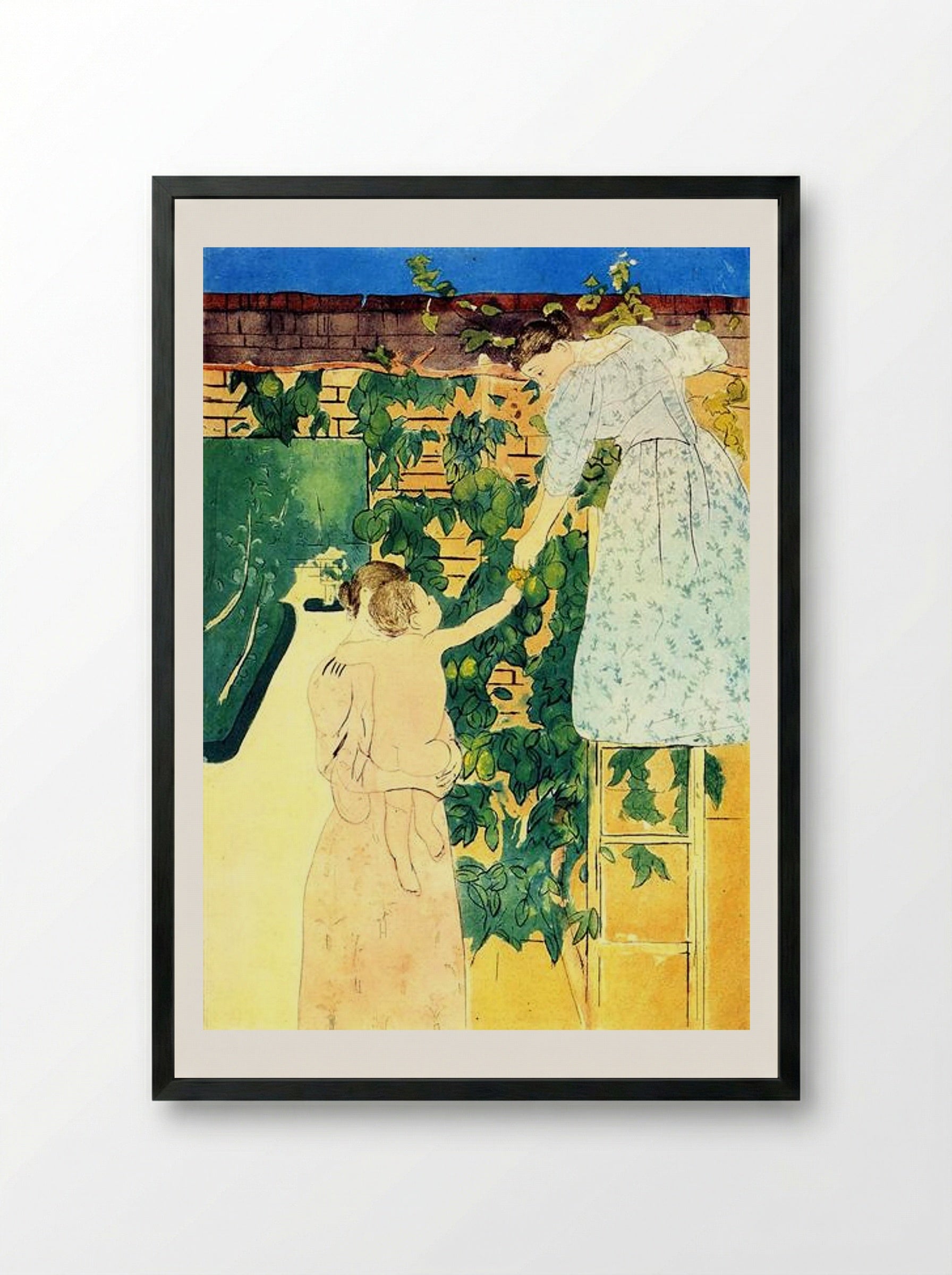 Gathering Fruit - Mary Cassatt - Framed Print Black