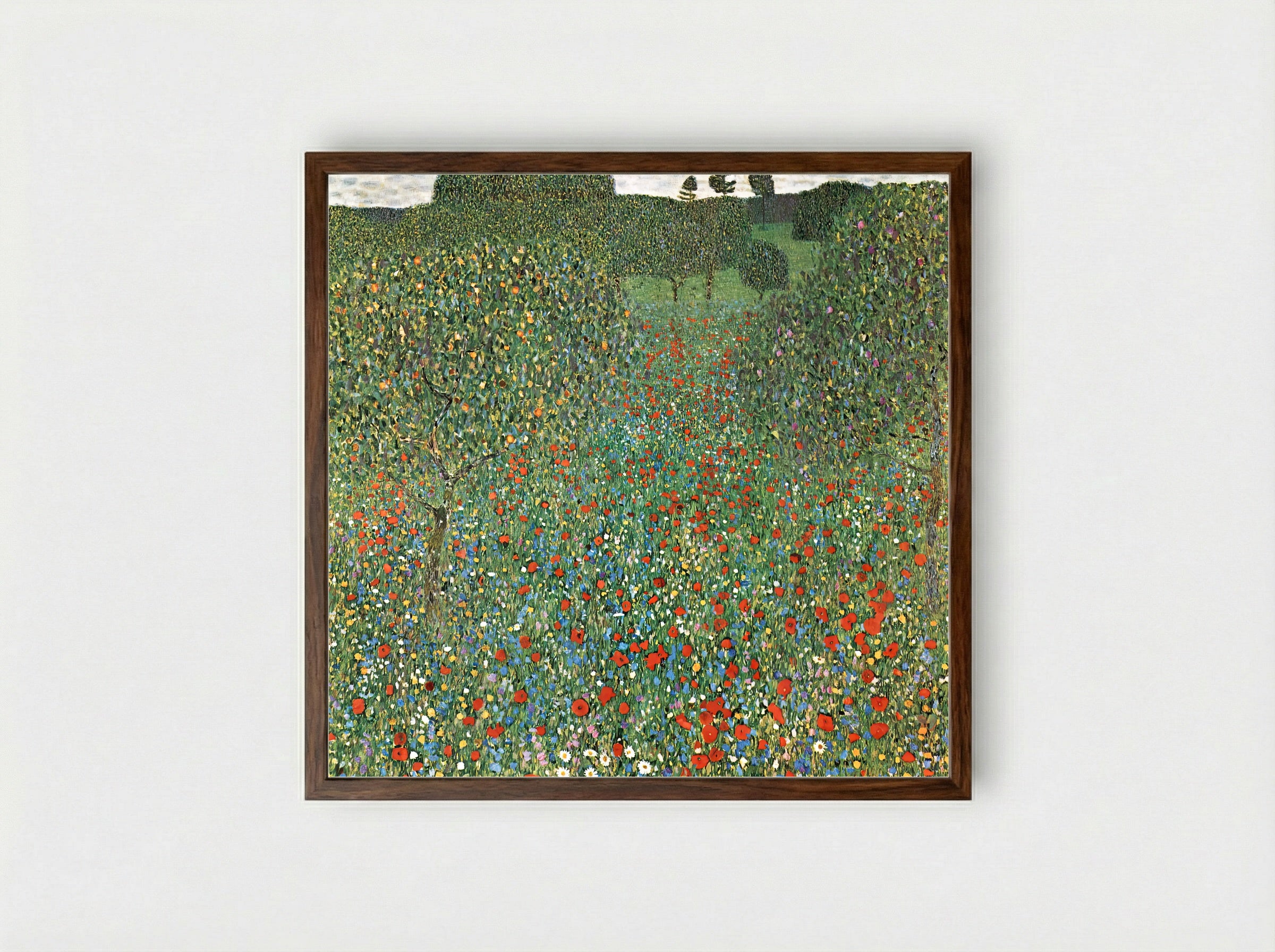 Mohnfeld - Gustav Klimt - Framed Print Dark Wood