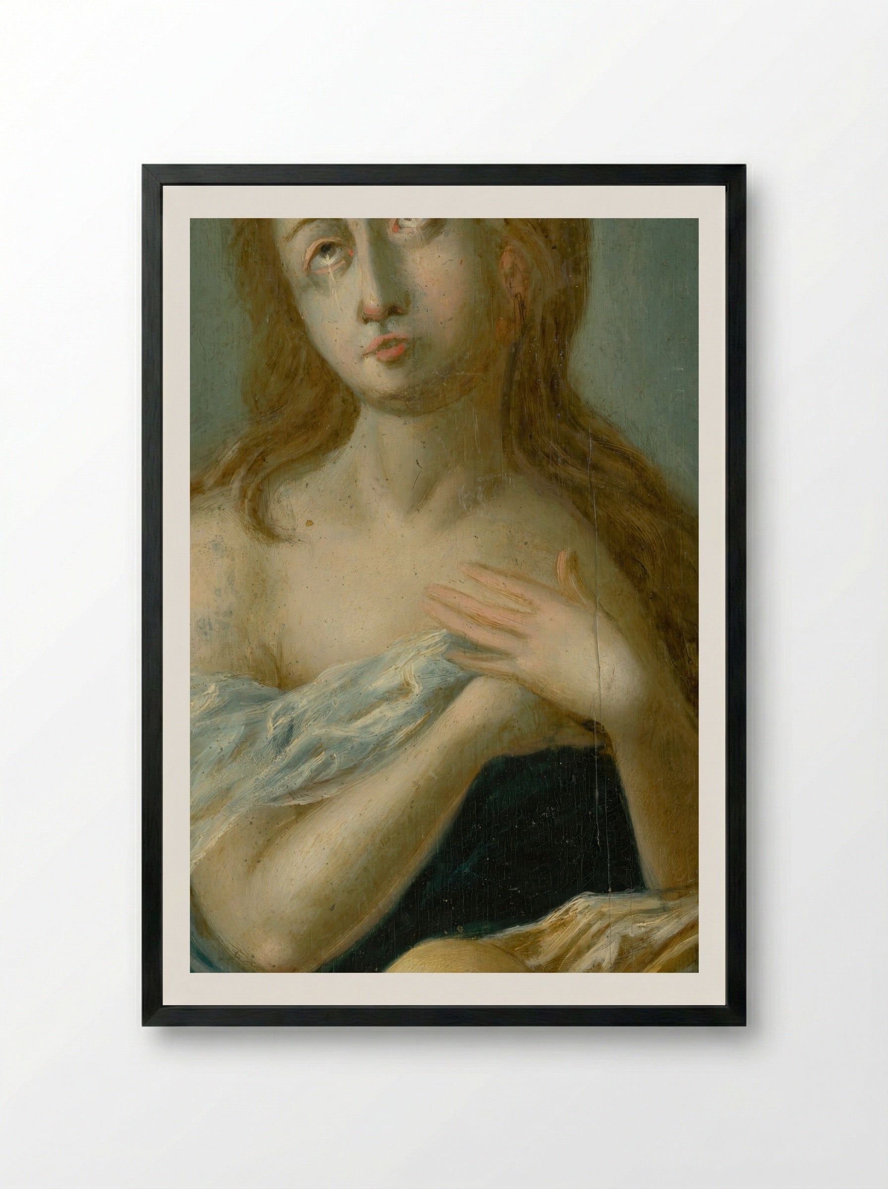 The Penitent Magdalene - Georges de La Tour - Framed Print Black