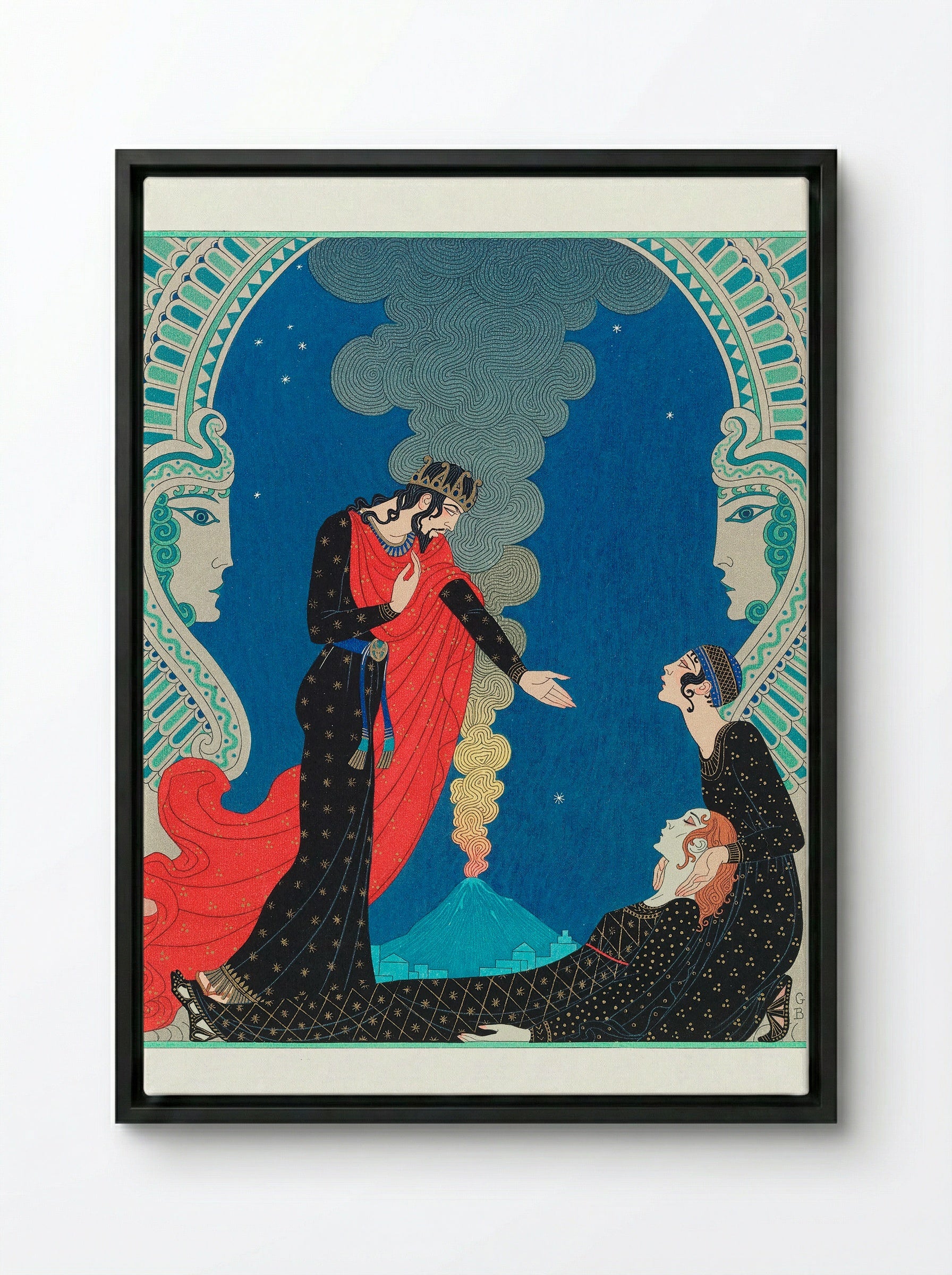 Empedocles and Panthea - George Barbier - Framed Canvas Black