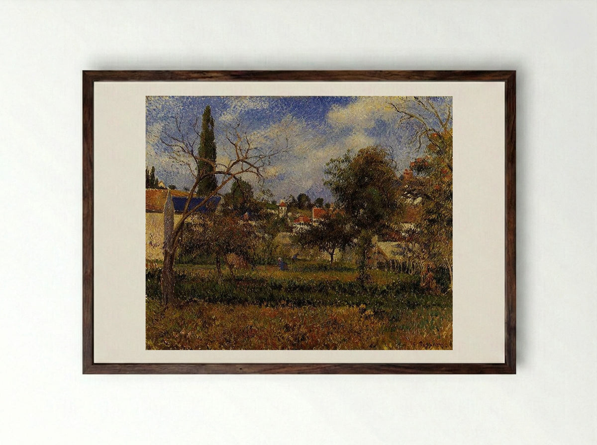 Kitchen Gardens, Pontoise - Camille Pissarro - Framed Print Dark Wood