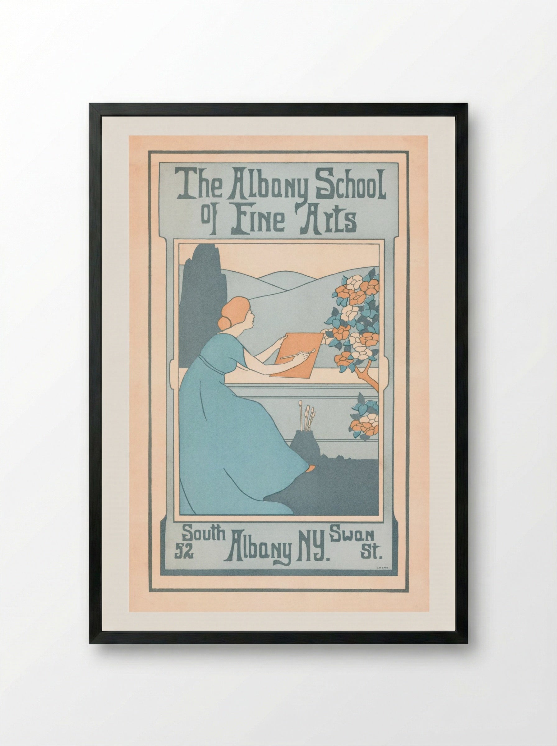 The Albany School of Fine Arts, 52 South Swan St., Albany, NY - E.M. Enos - Framed Print Black