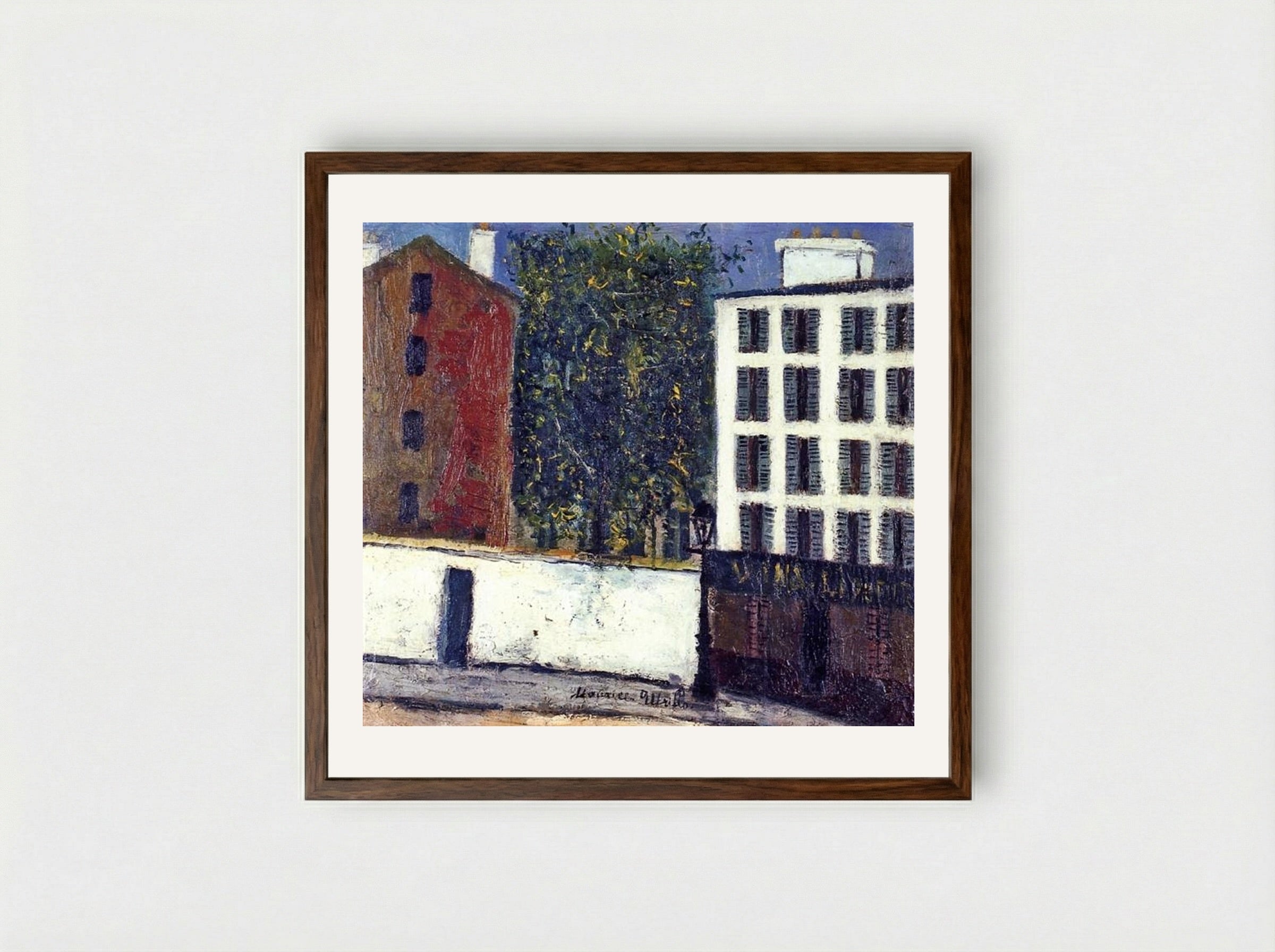 Montmartre Street - Maurice Utrillo - Framed Print Dark Wood
