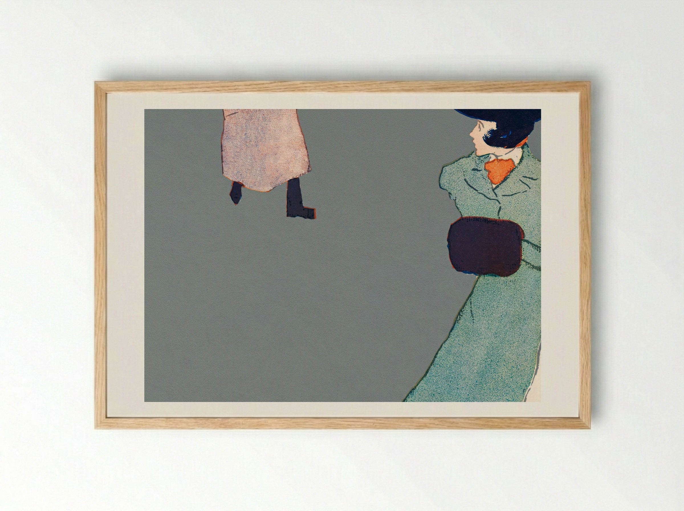 Man and Woman on Street - Edward Penfield - Framed Print Wood