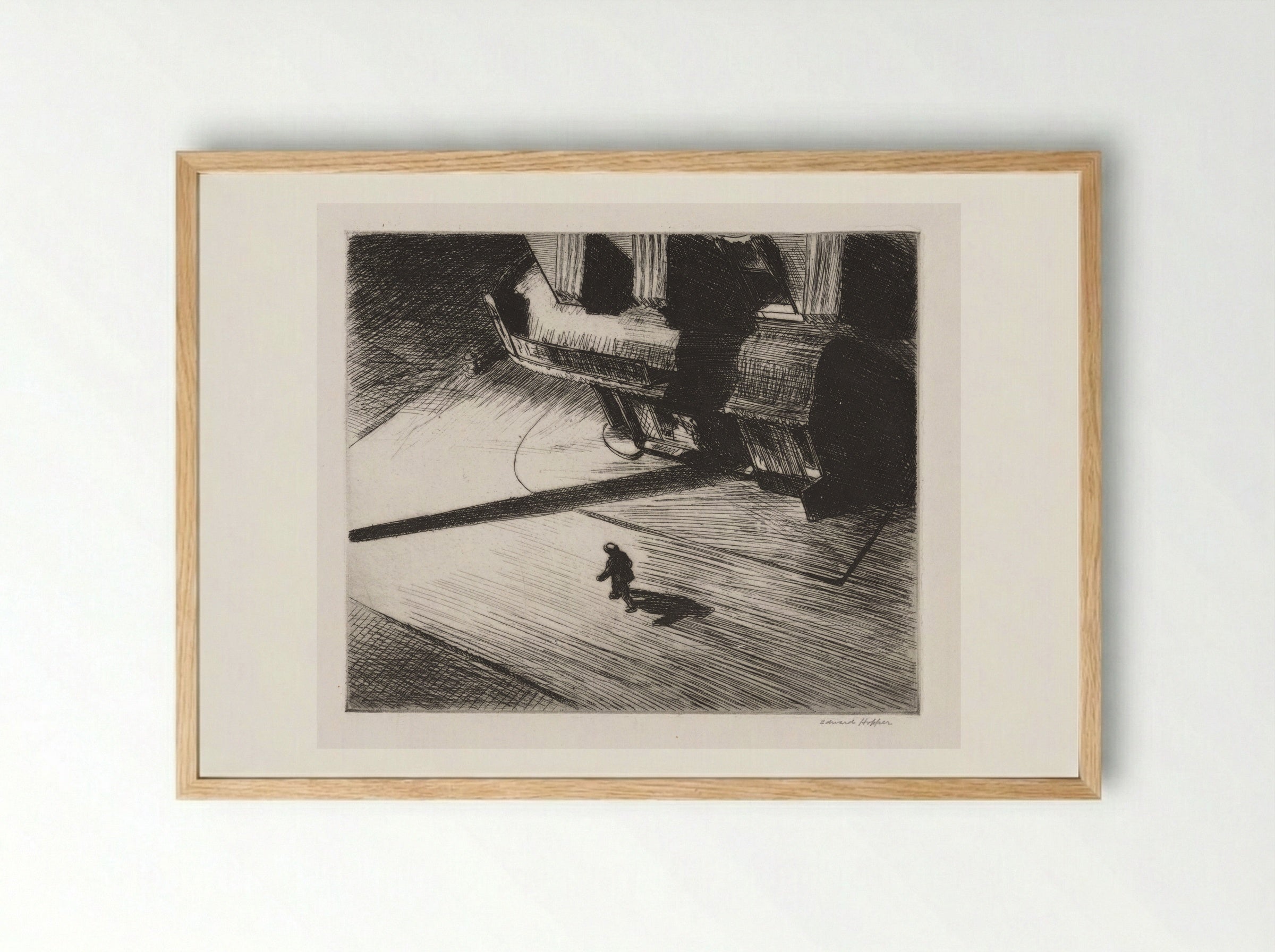 Night Shadows - Edward Hopper - Framed Print Wood