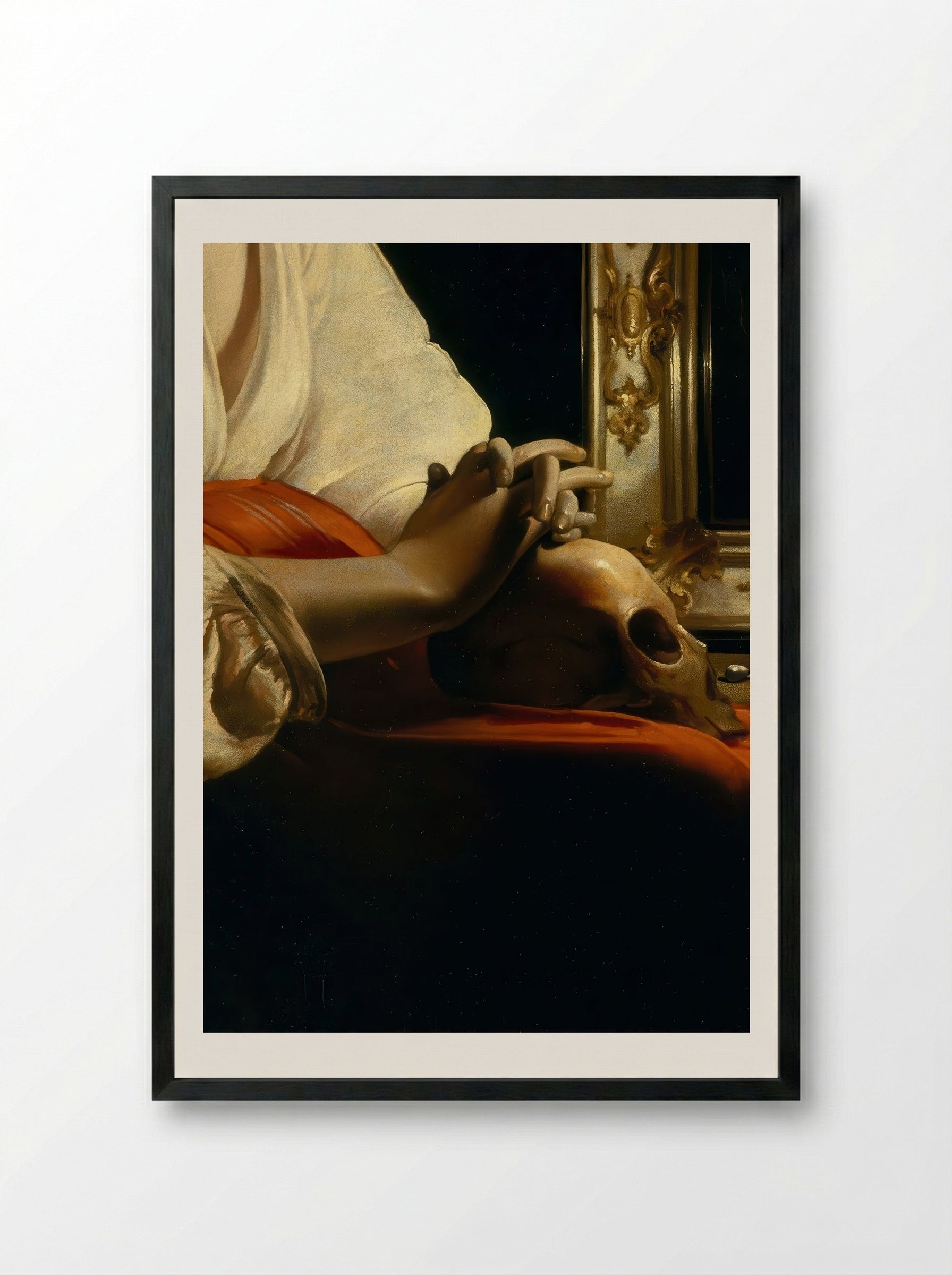 The Penitent Magdalen - Georges de La Tour - Framed Print Black