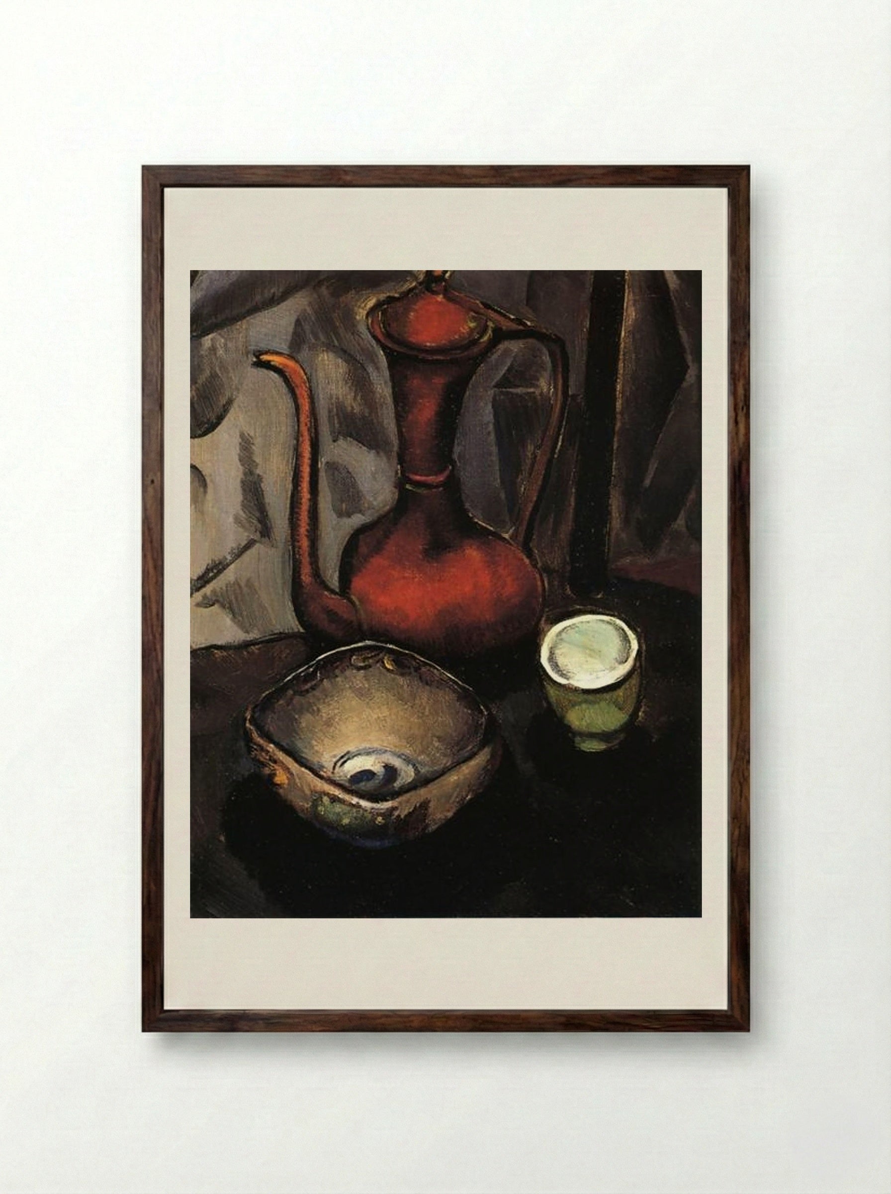 Still Life with Red Tea Kettle - Man Ray - Framed Print Dark Wood