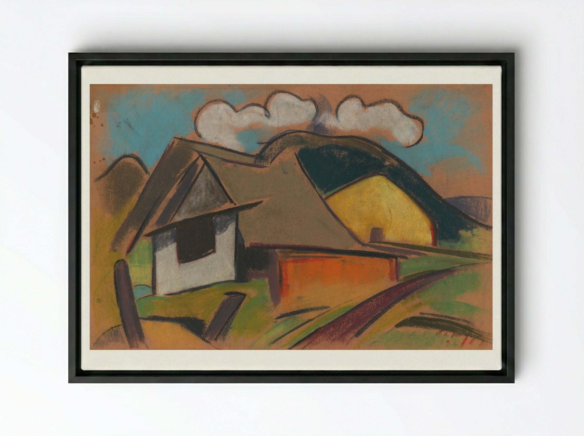 Cottages in the Mountains - Zolo Palugyay - Framed Canvas Black