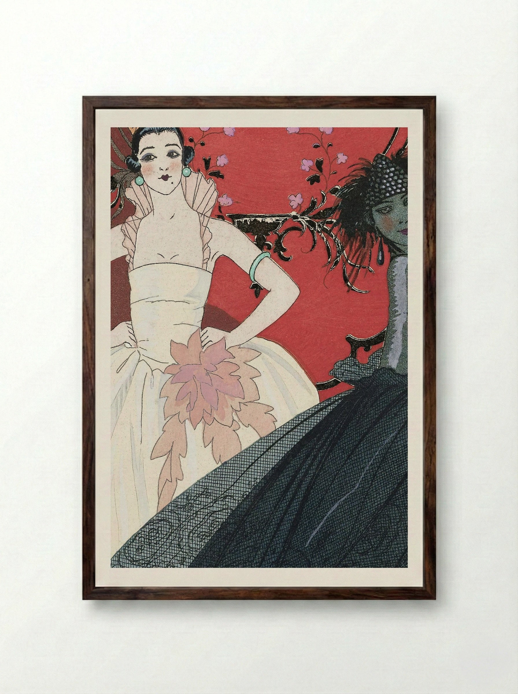 Le Jour et la Nuit - George Barbier - Framed Print Dark Wood