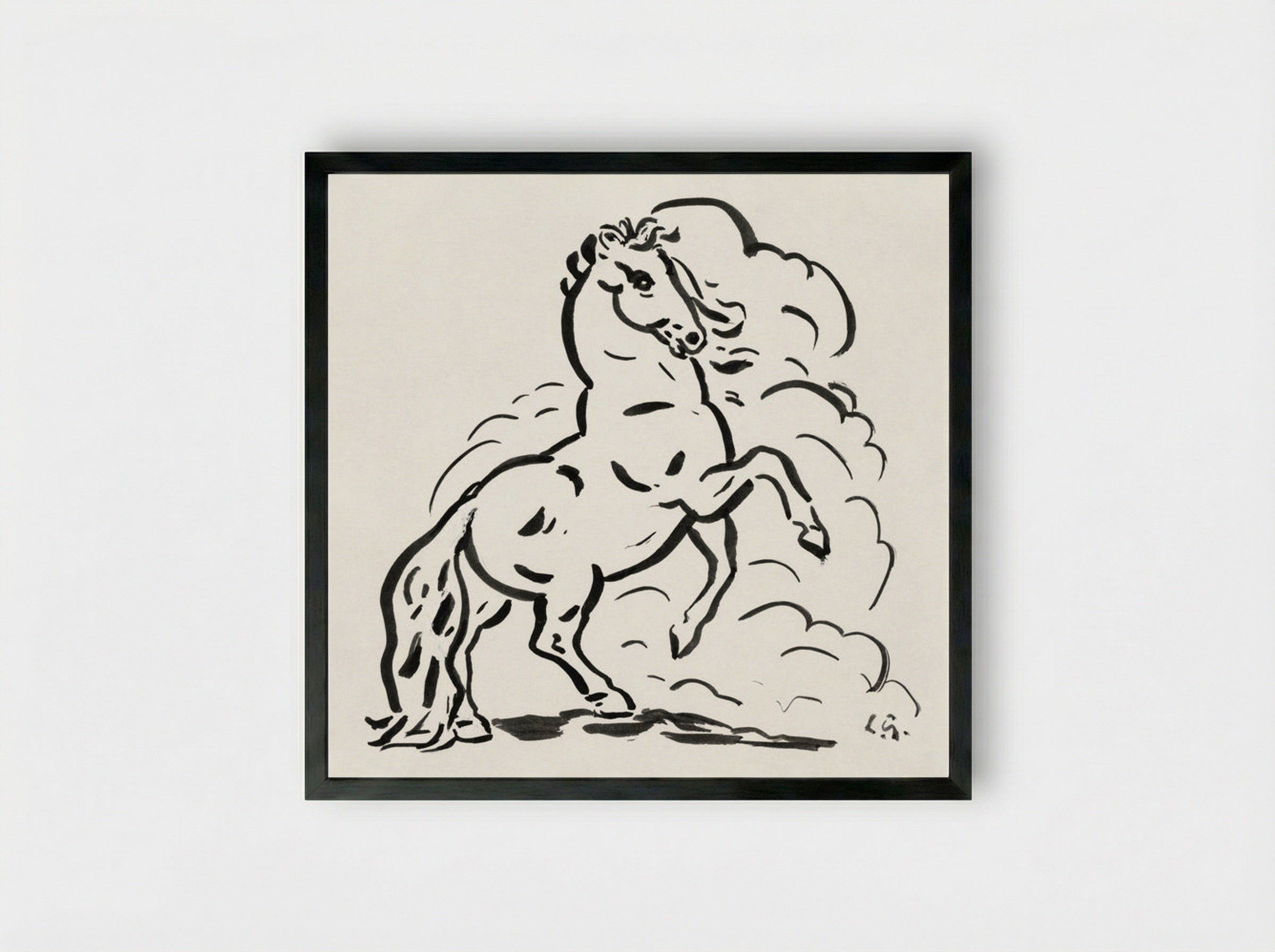 Rearing Horse - Leo Gestel - Framed Print Black