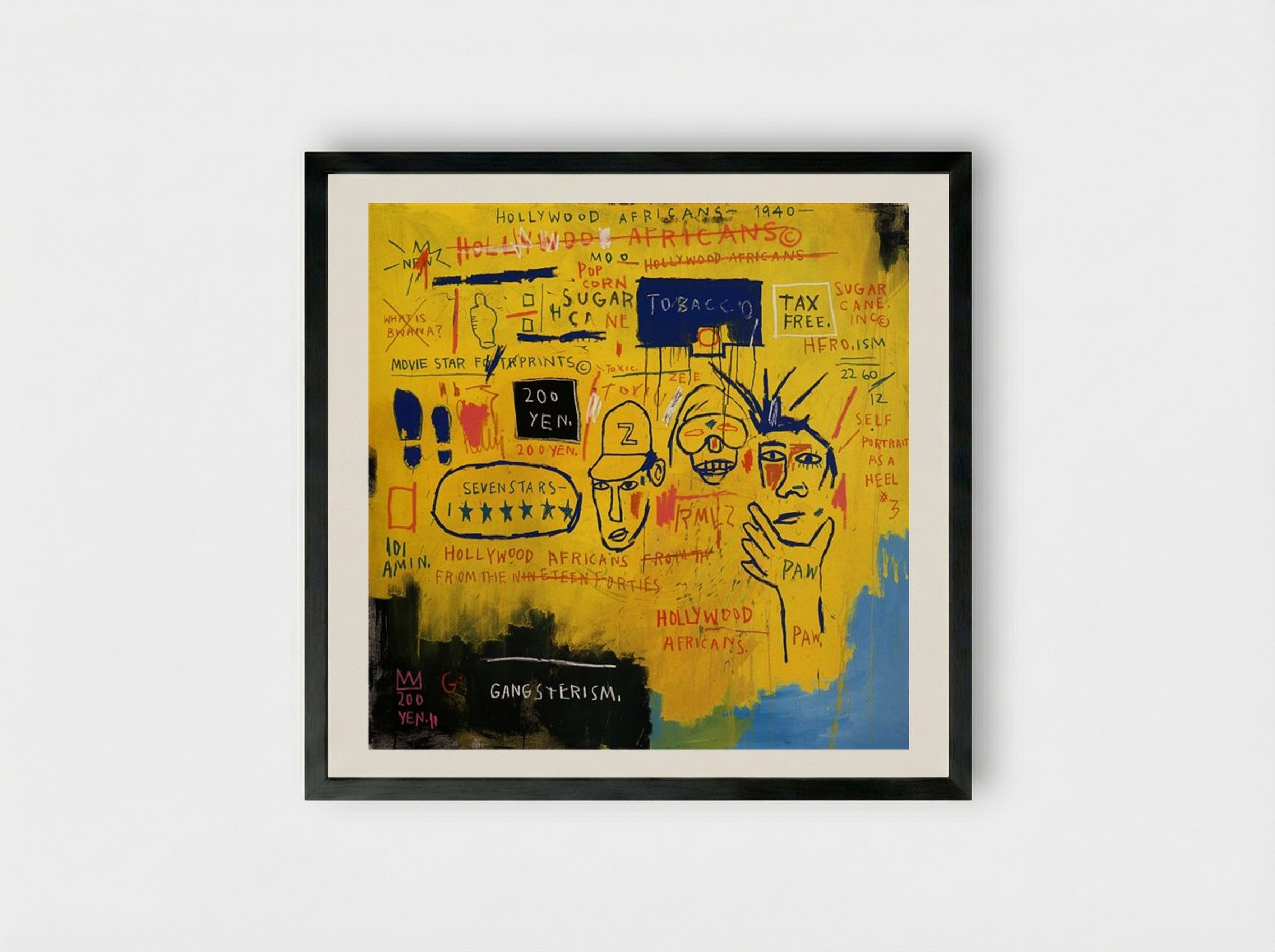Hollywood Africans - Jean-Michel Basquiat - Framed Print Black