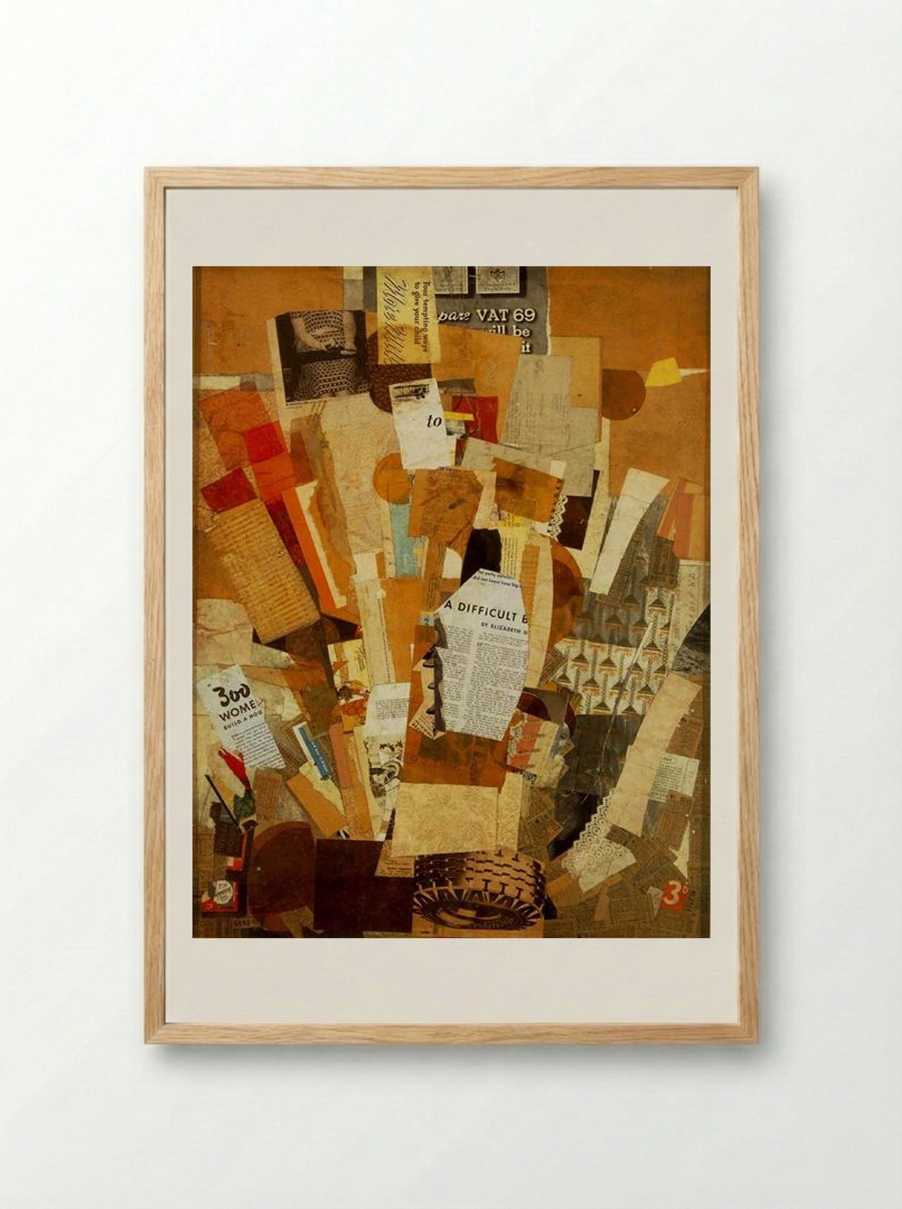 Difficult (Merz Collage) - Kurt Schwitters - Framed Print Wood