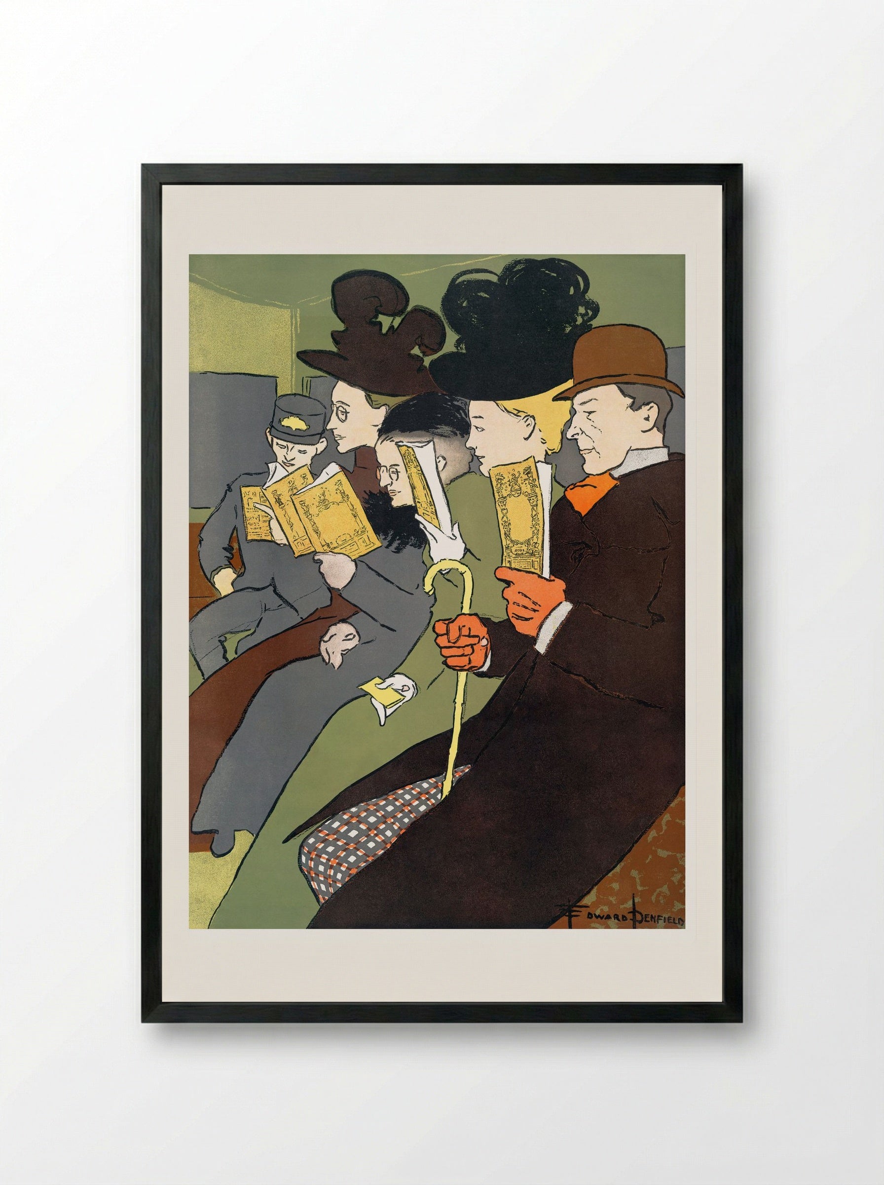 People Reading Books - Edward Penfield - Framed Print Black