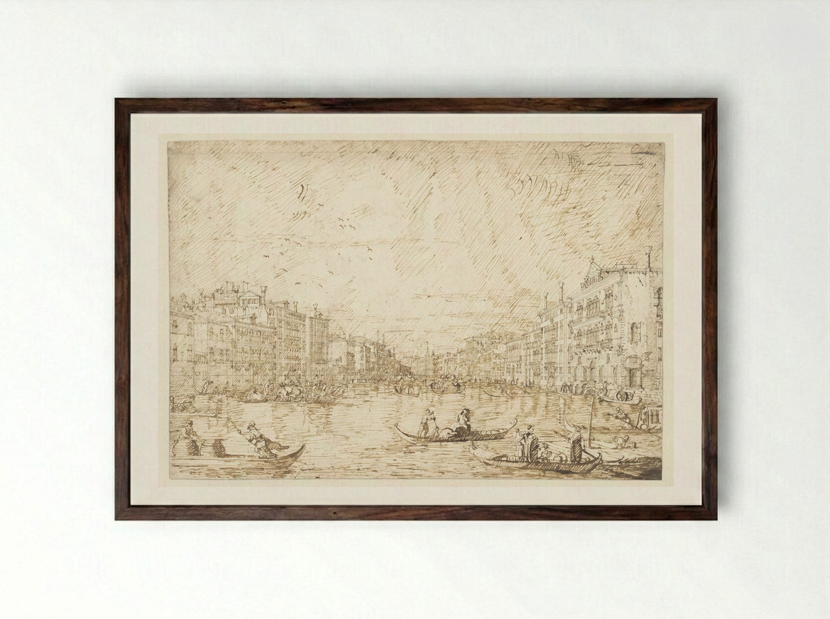 The Grand Canal, Venice - Canaletto - Framed Print Dark Wood