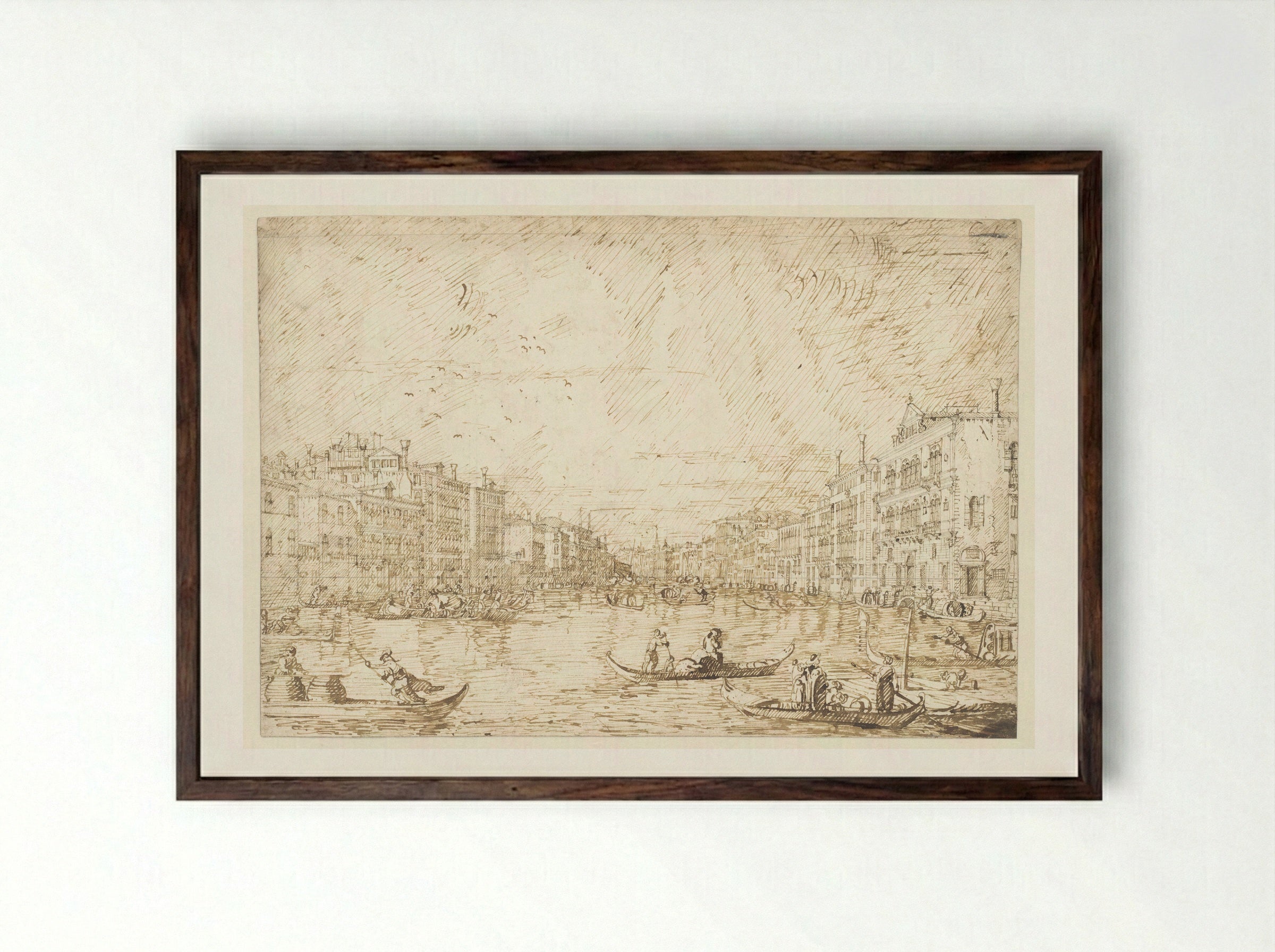 The Grand Canal, Venice - Canaletto - Framed Print Dark Wood