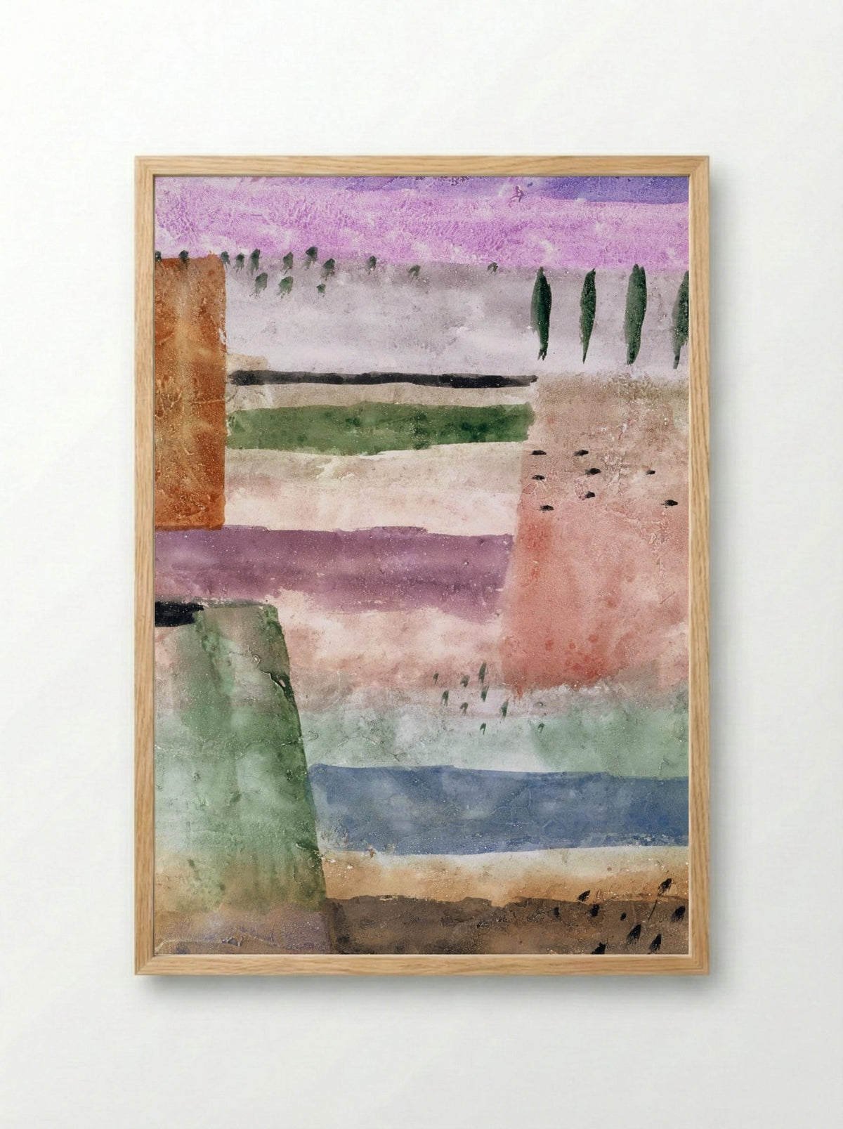 Landscape with Poplars - Paul Klee - Framed Print Wood