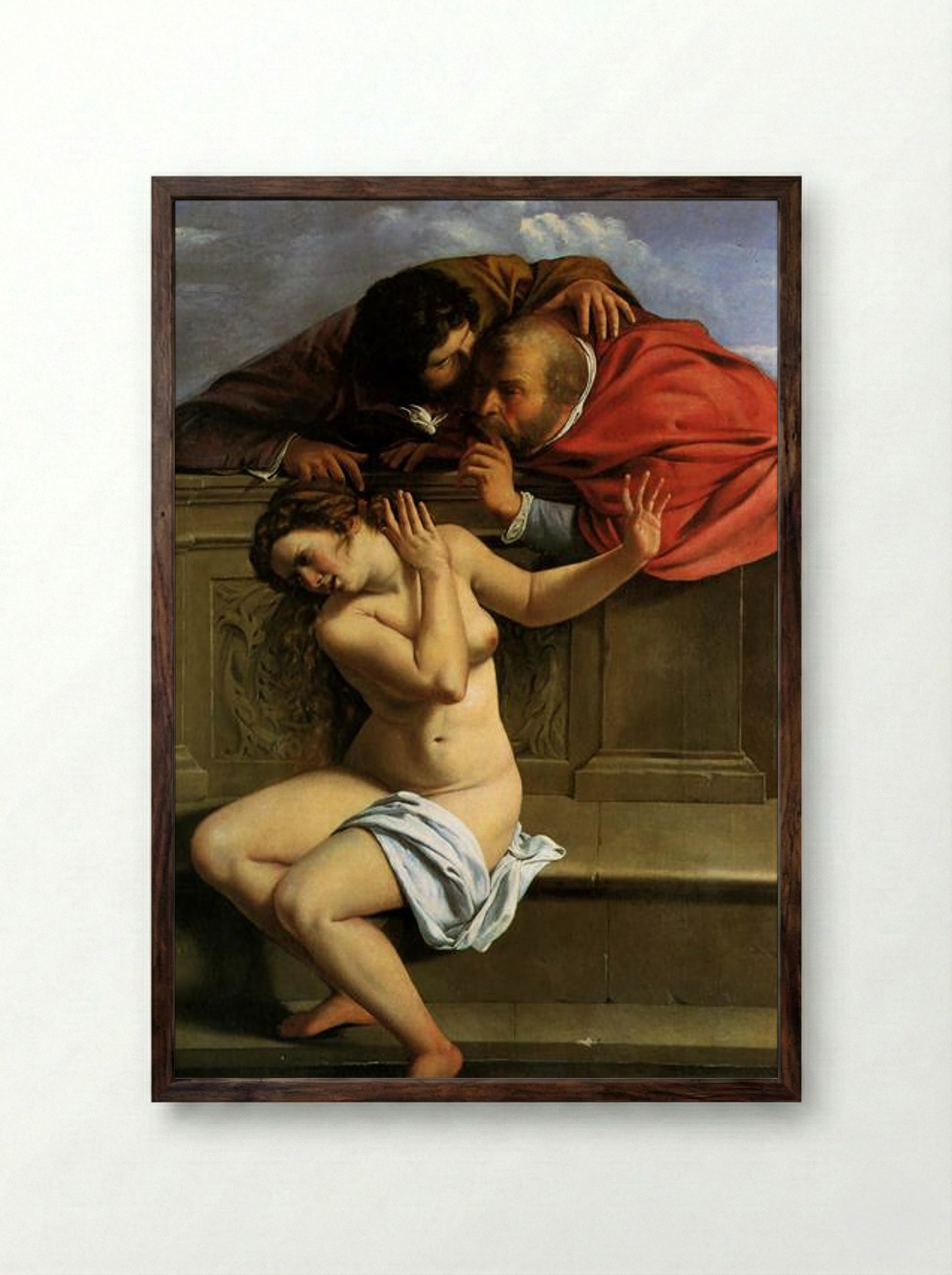 Susanna and the Elders - Artemisia Gentileschi - Framed Print Dark Wood