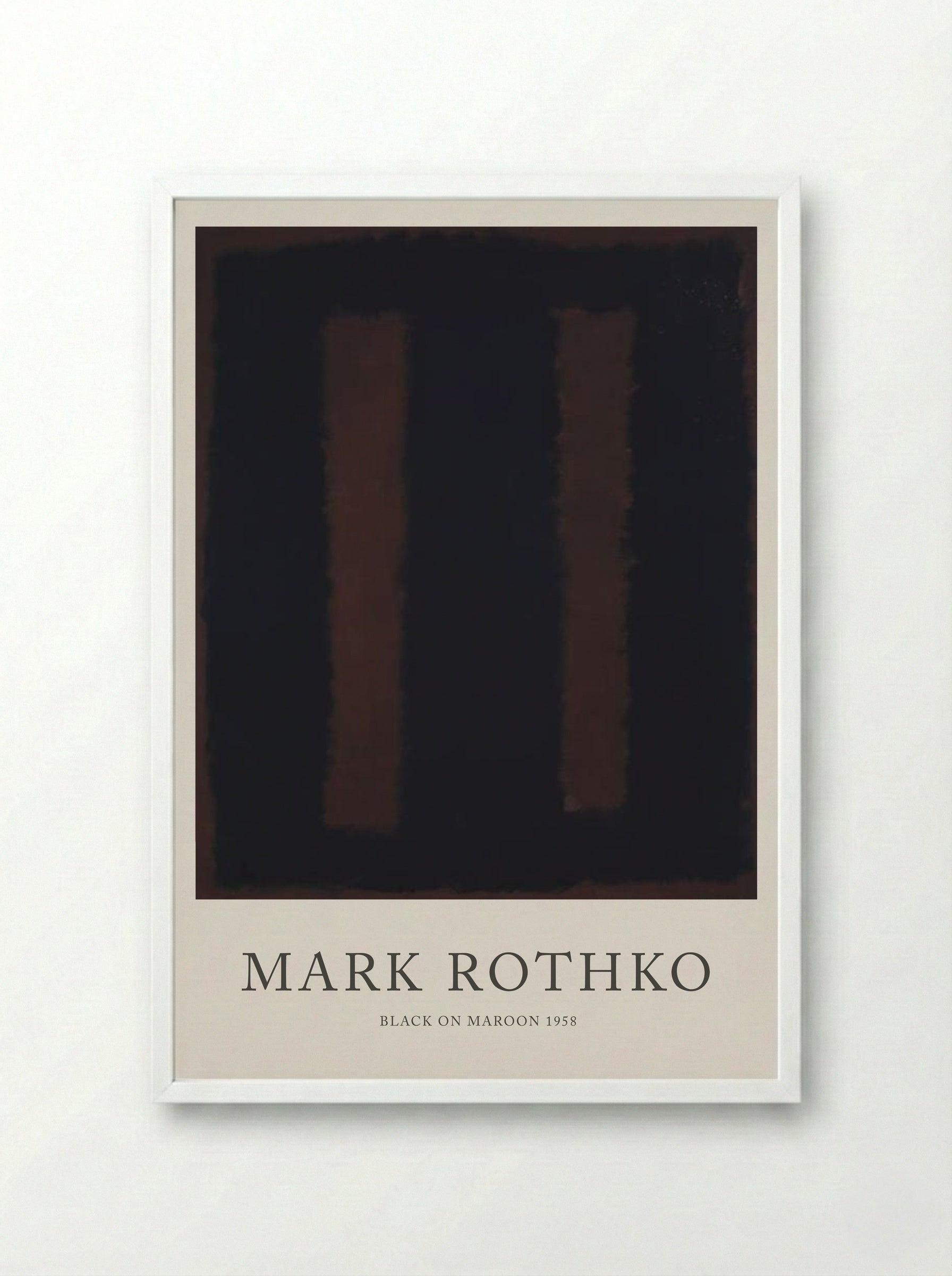 Black on Maroon - Mark Rothko - Framed Print White