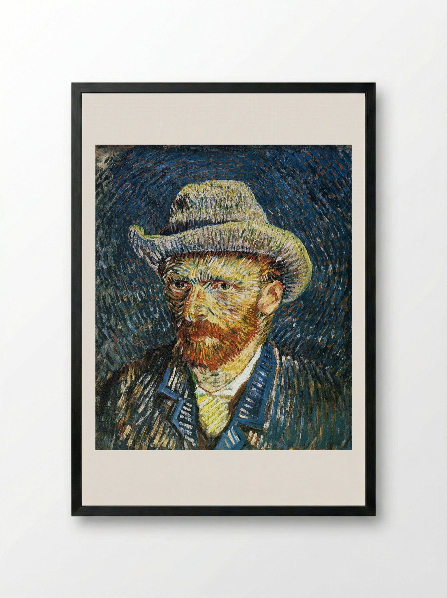 Self-Portrait with Felt Hat - Vincent van Gogh - Framed Print Black