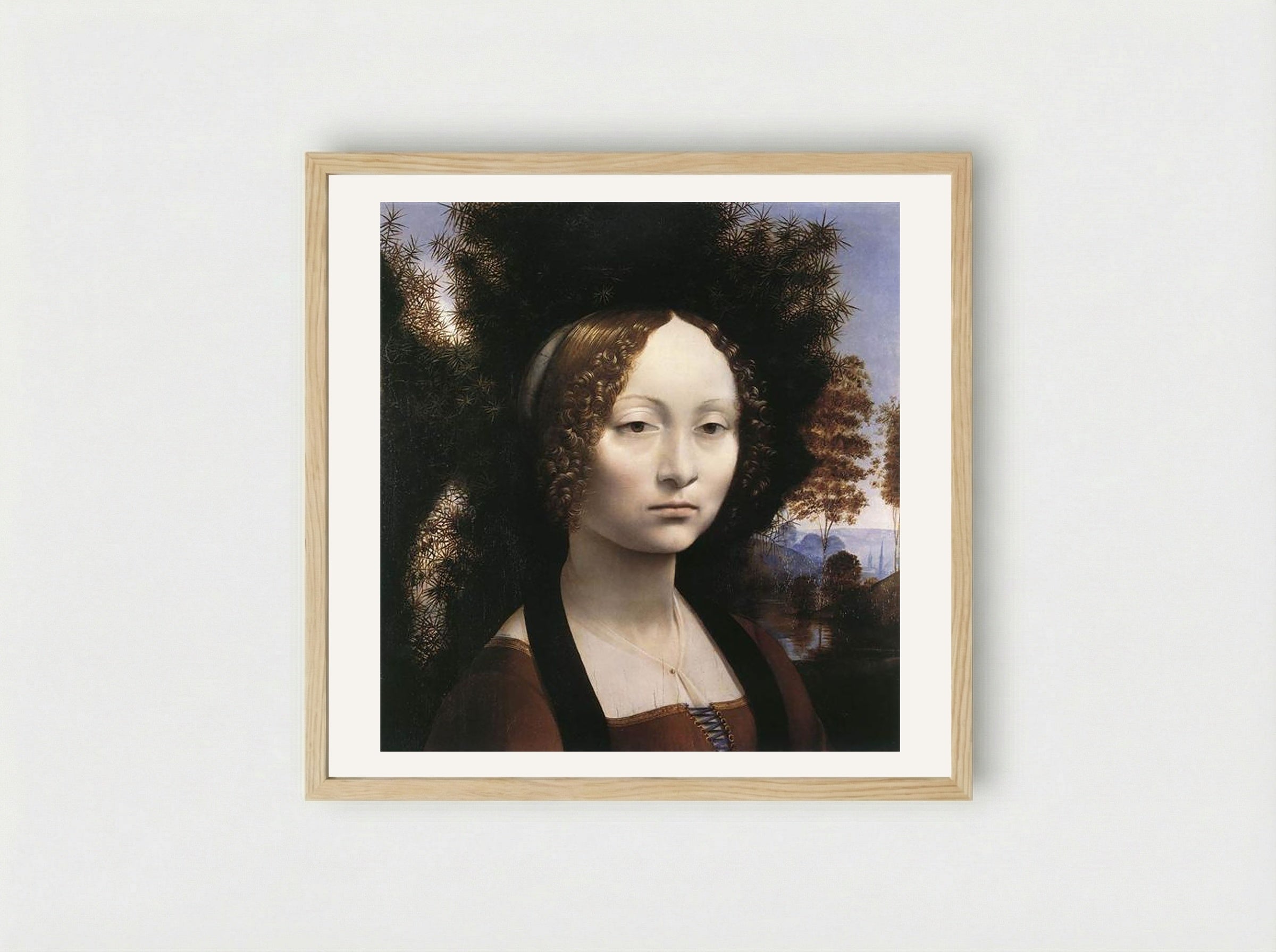 Portrait of Ginevra Benci - Leonardo da Vinci - Framed Print Wood