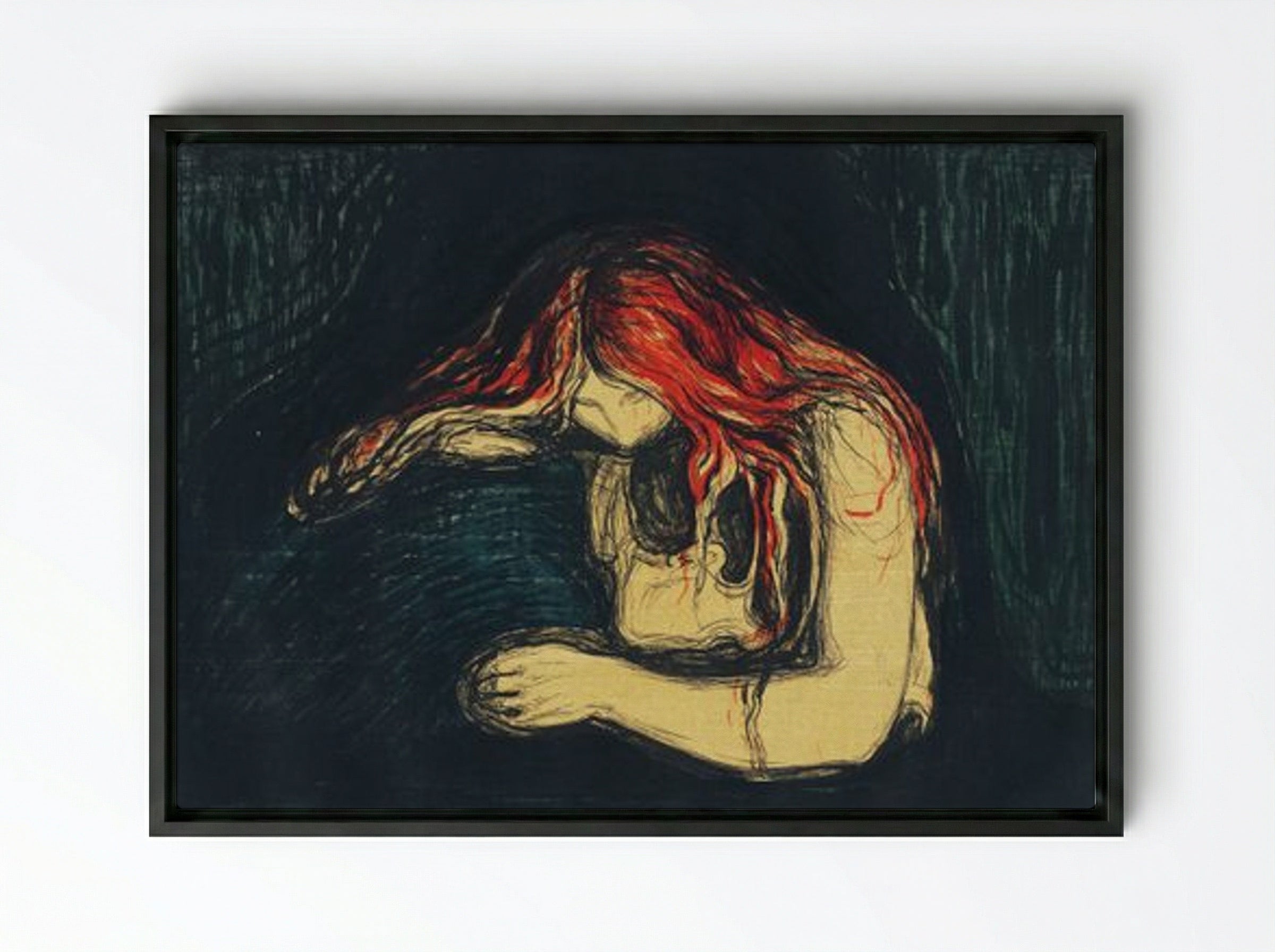 The Vampire II - Edvard Munch - Framed Canvas Black