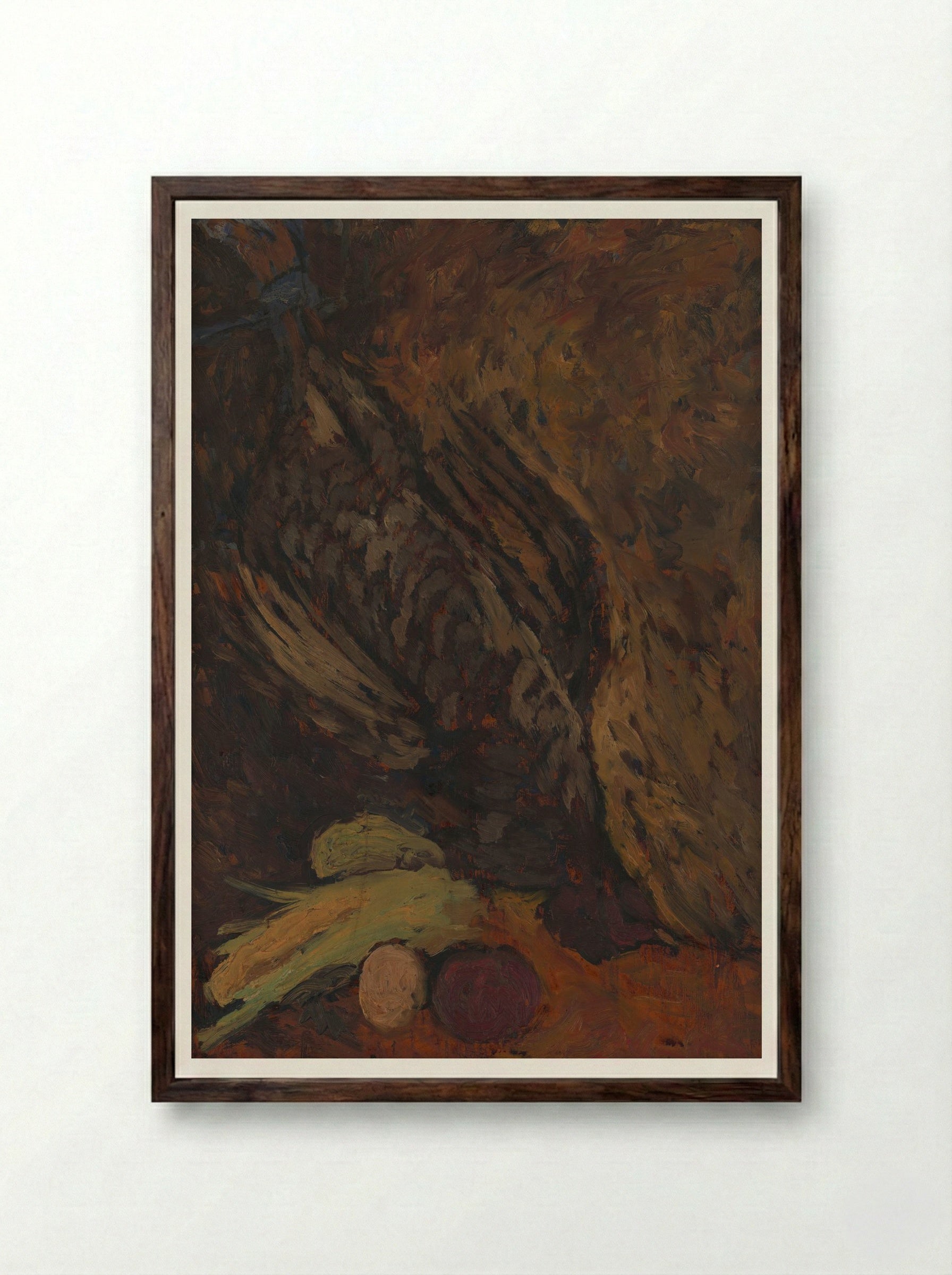 Still Life with a Pheasant - Zolo Palugyay - Framed Print Dark Wood