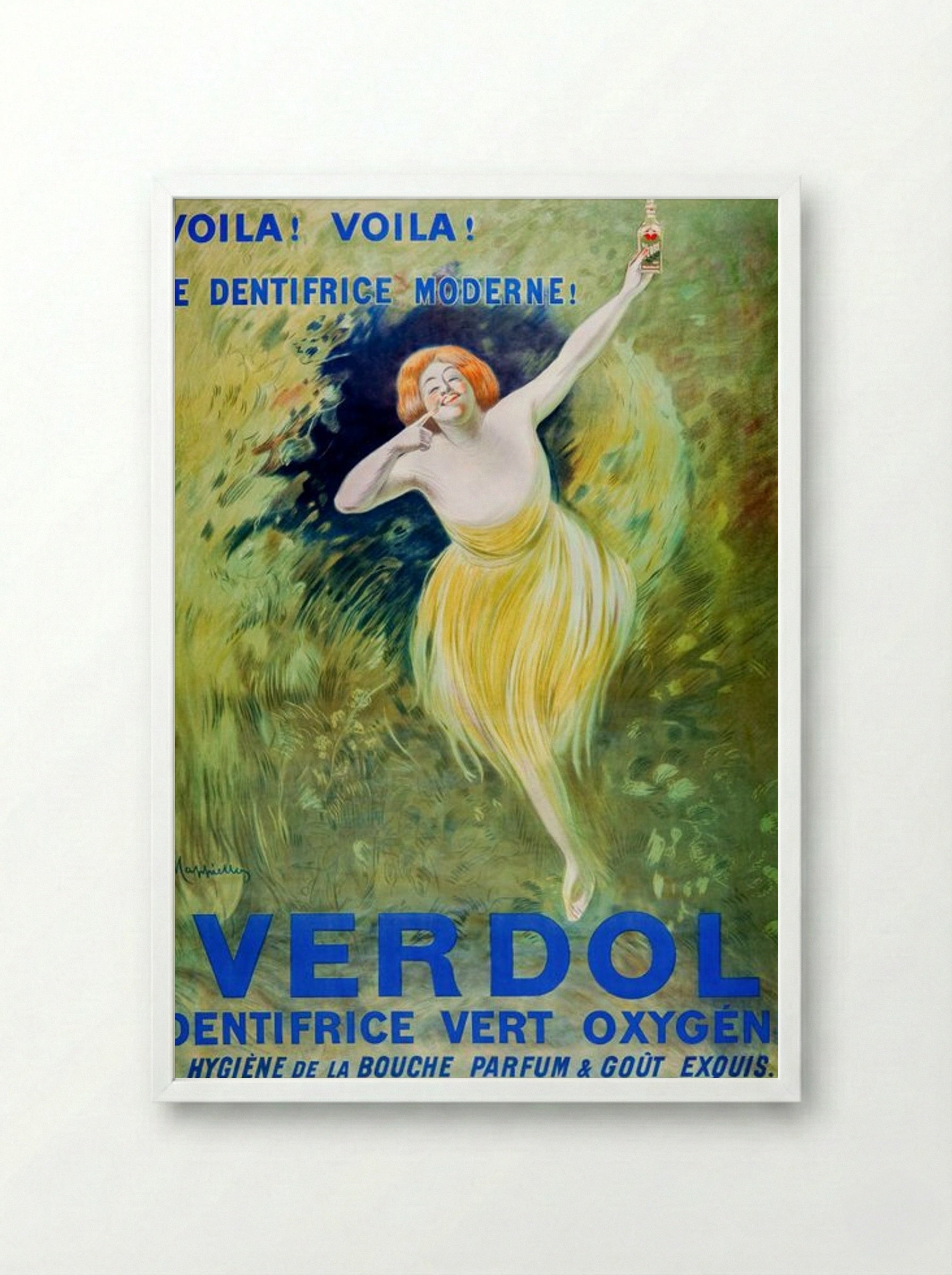 Verdol Oxygenated Green Toothpaste - Leonetto Cappiello - Framed Print White