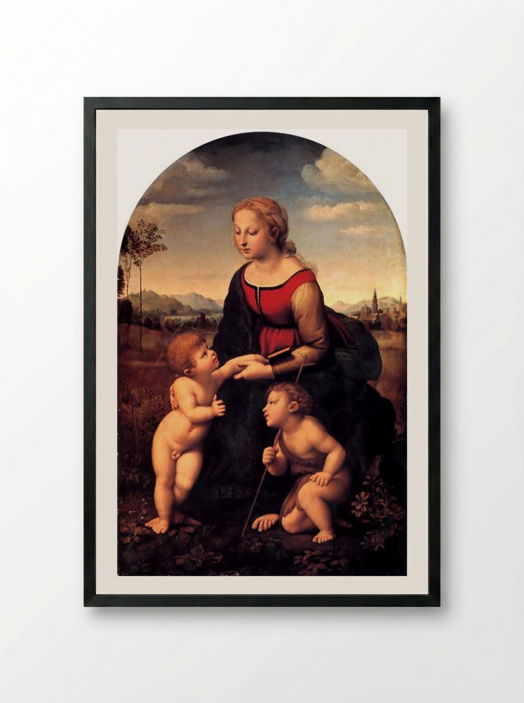 The Virgin and Child with Saint John the Baptist - Raphael - Framed Print Black