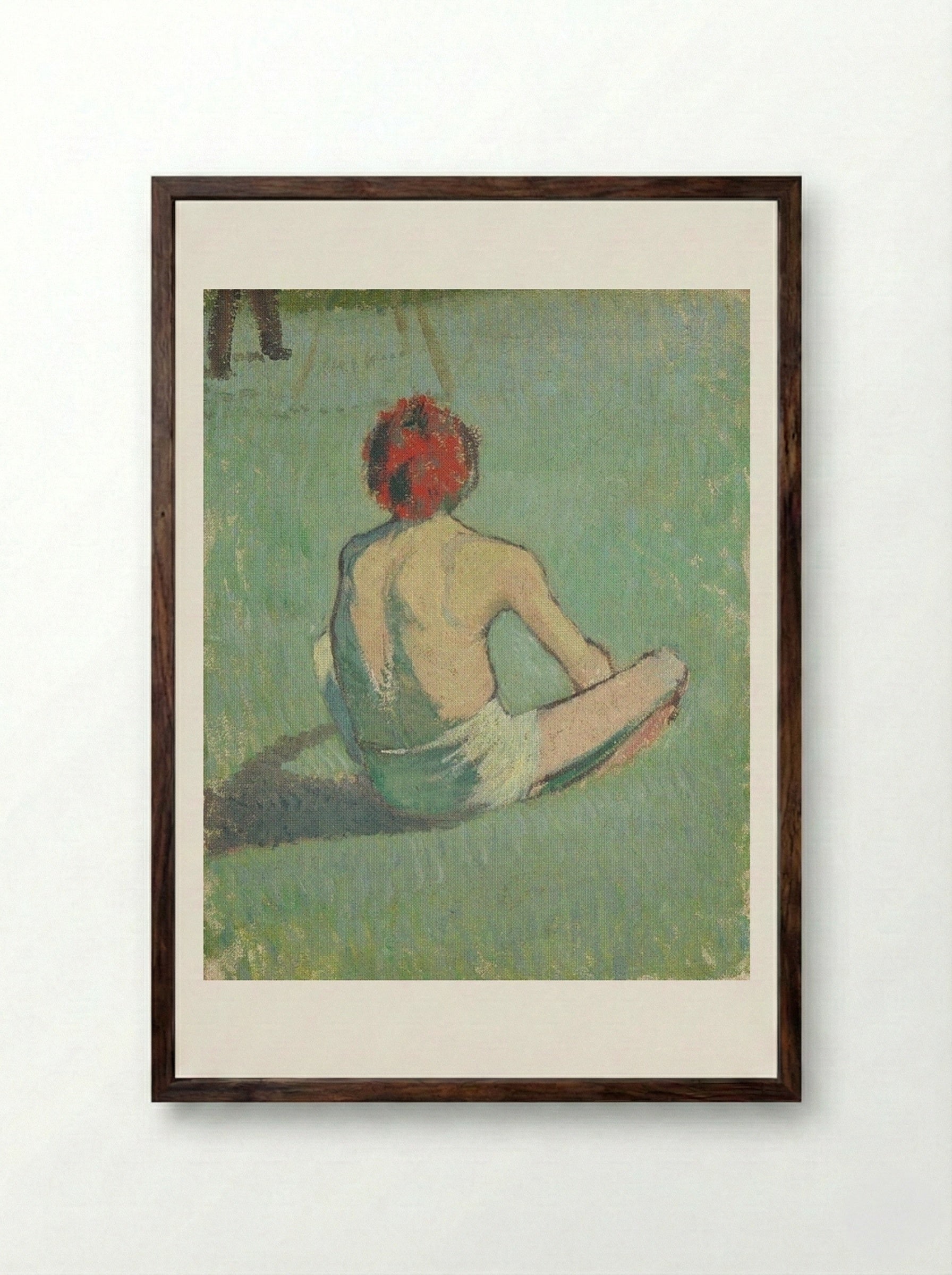 Boy in the Grass - Émile Bernard - Framed Print Dark Wood