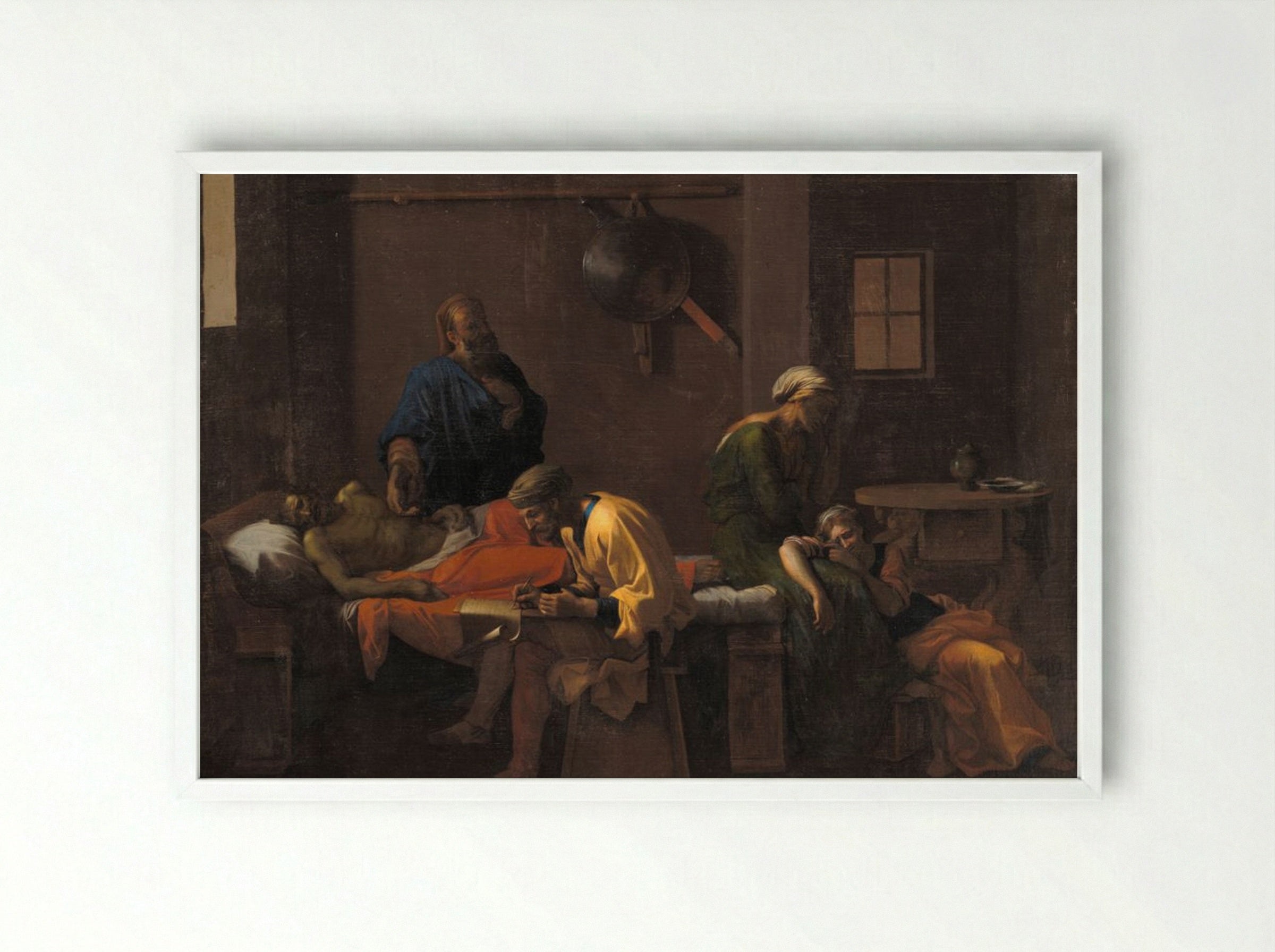 The Testament of Eudamidas - Nicolas Poussin - Framed Print White