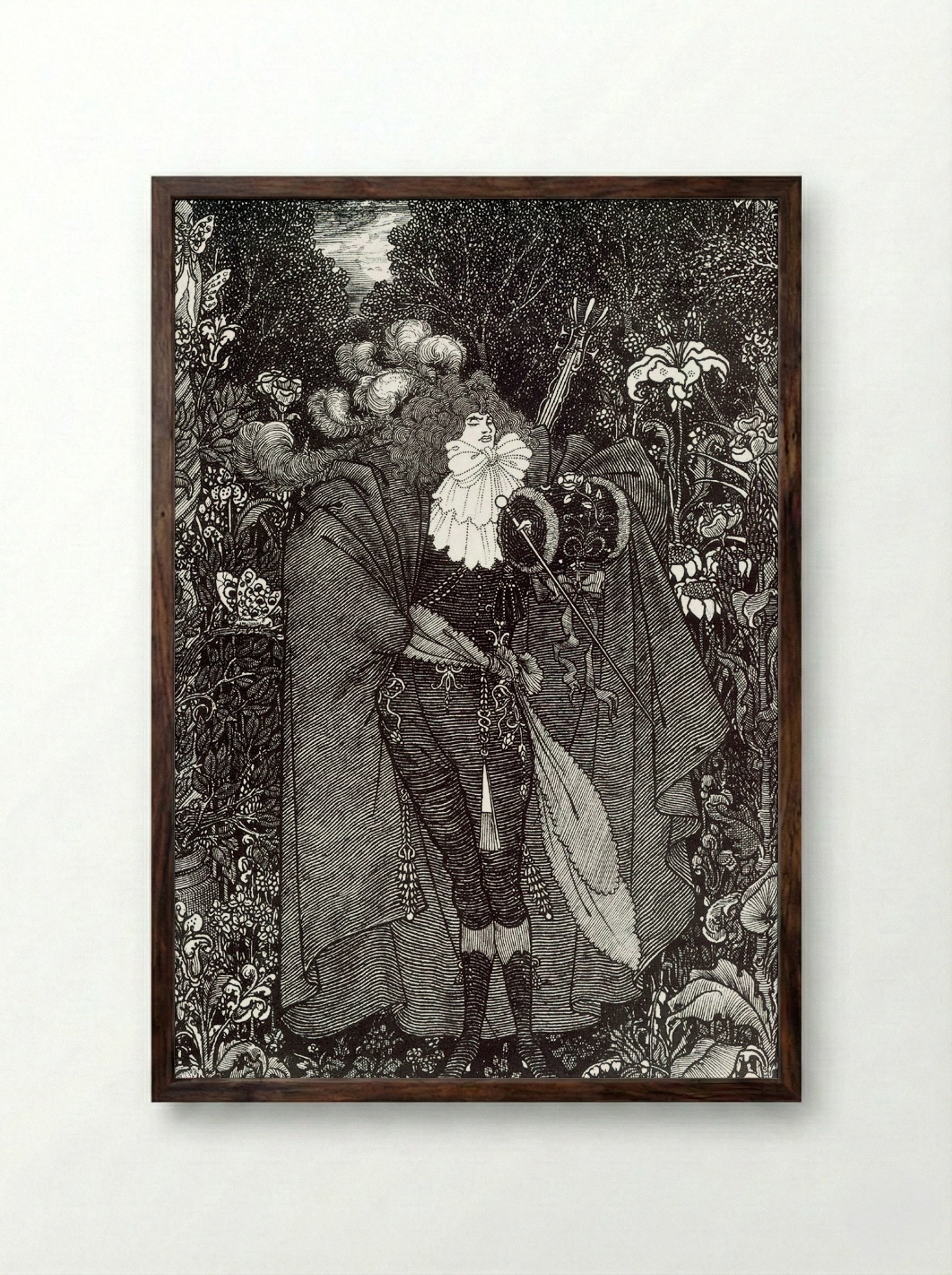 A Night Piece - Aubrey Beardsley - Framed Print Dark Wood