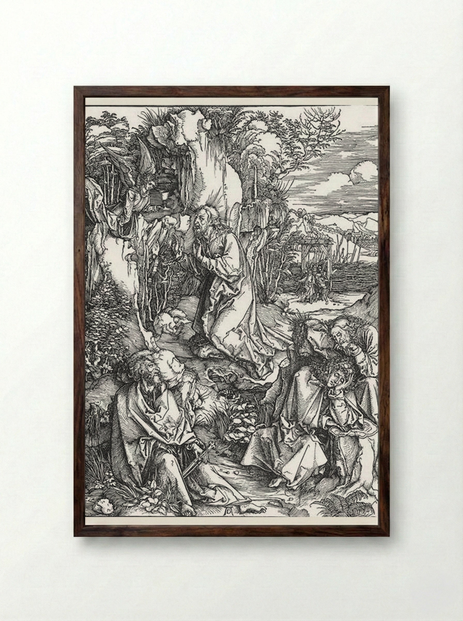 Christ on the Mount of Olives - Albrecht Dürer - Framed Print Dark Wood