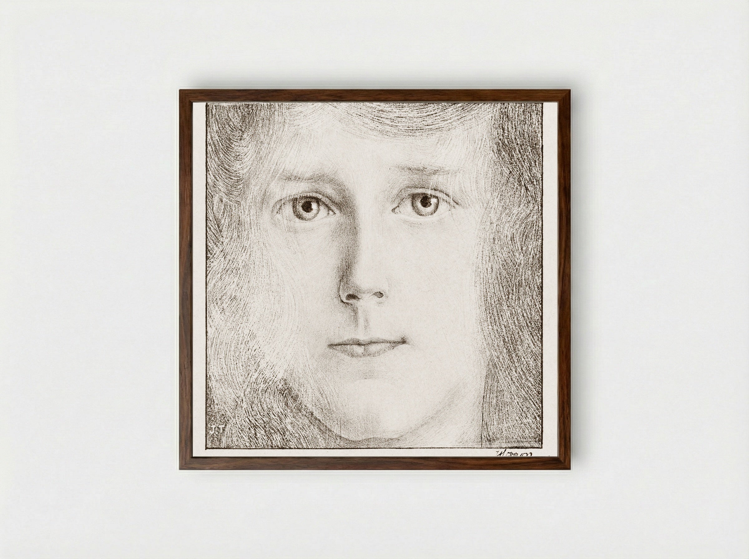 Portrait of Willy Timmerman - Jan Toorop - Framed Print Dark Wood