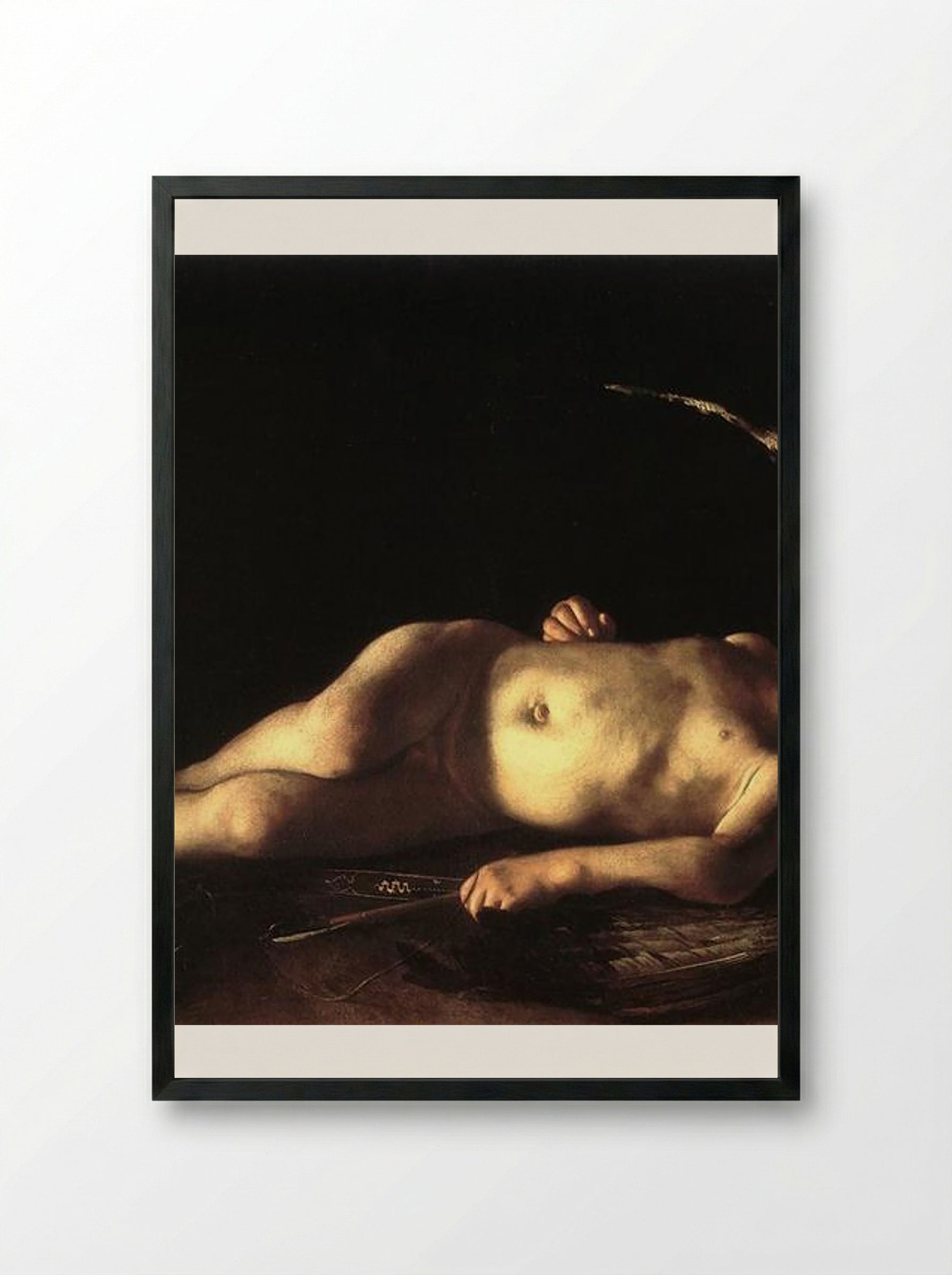 Sleeping Cupid - Michelangelo Merisi da Caravaggio - Framed Print Black