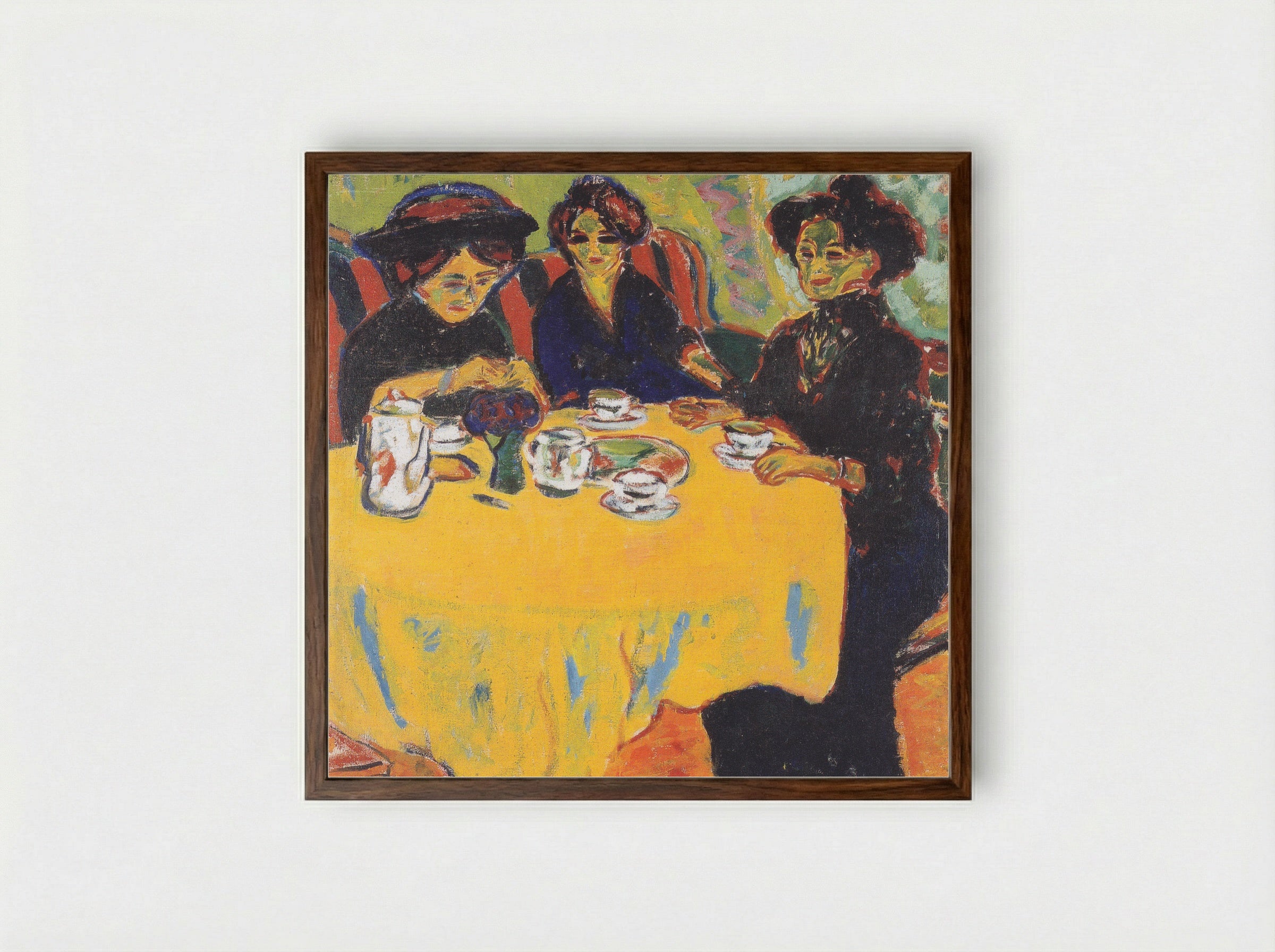 Coffee Drinking Women - Ernst Ludwig Kirchner - Framed Print Dark Wood