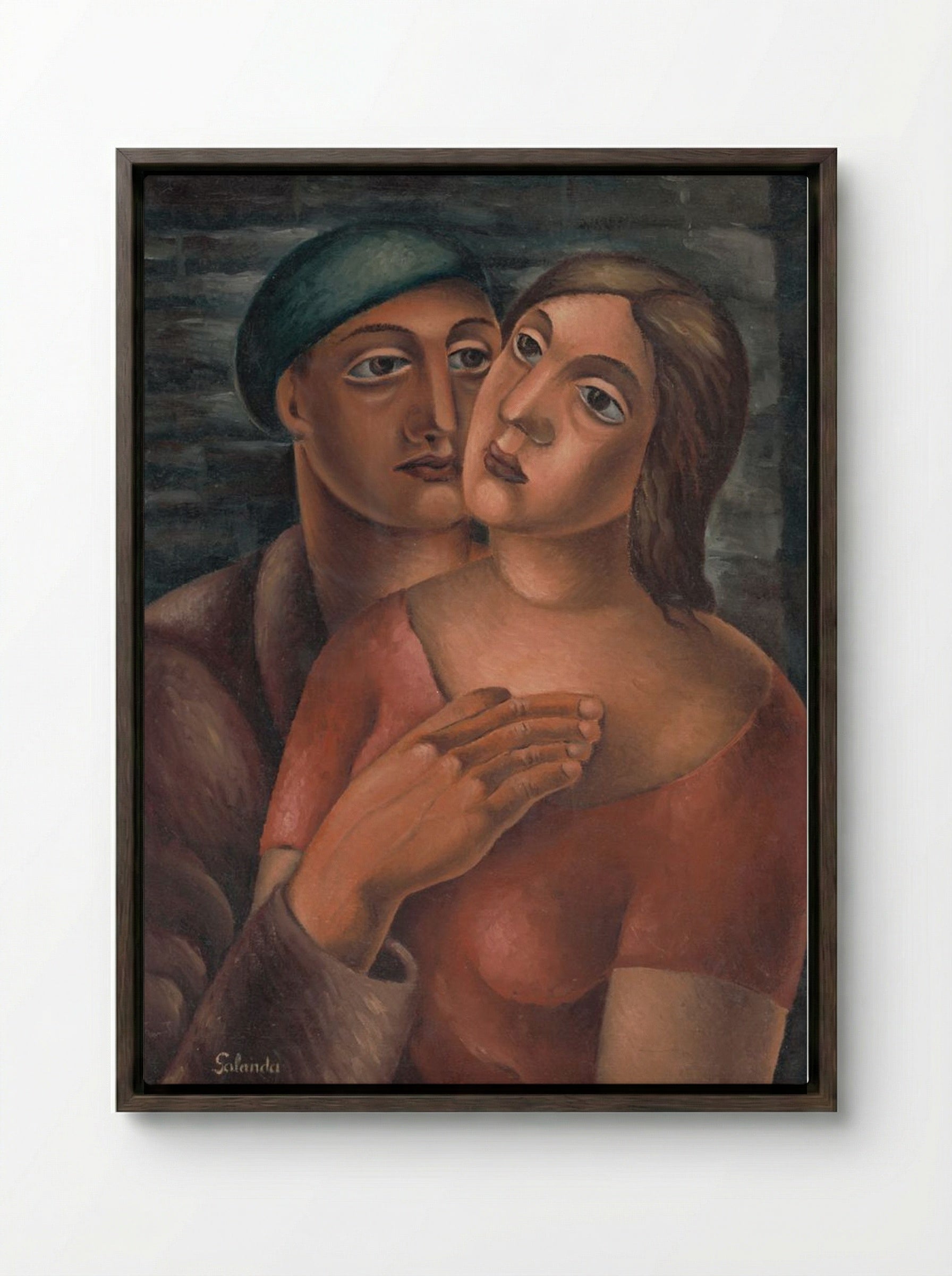 Lovers - Mikuláš Galanda - Framed Canvas Dark Wood