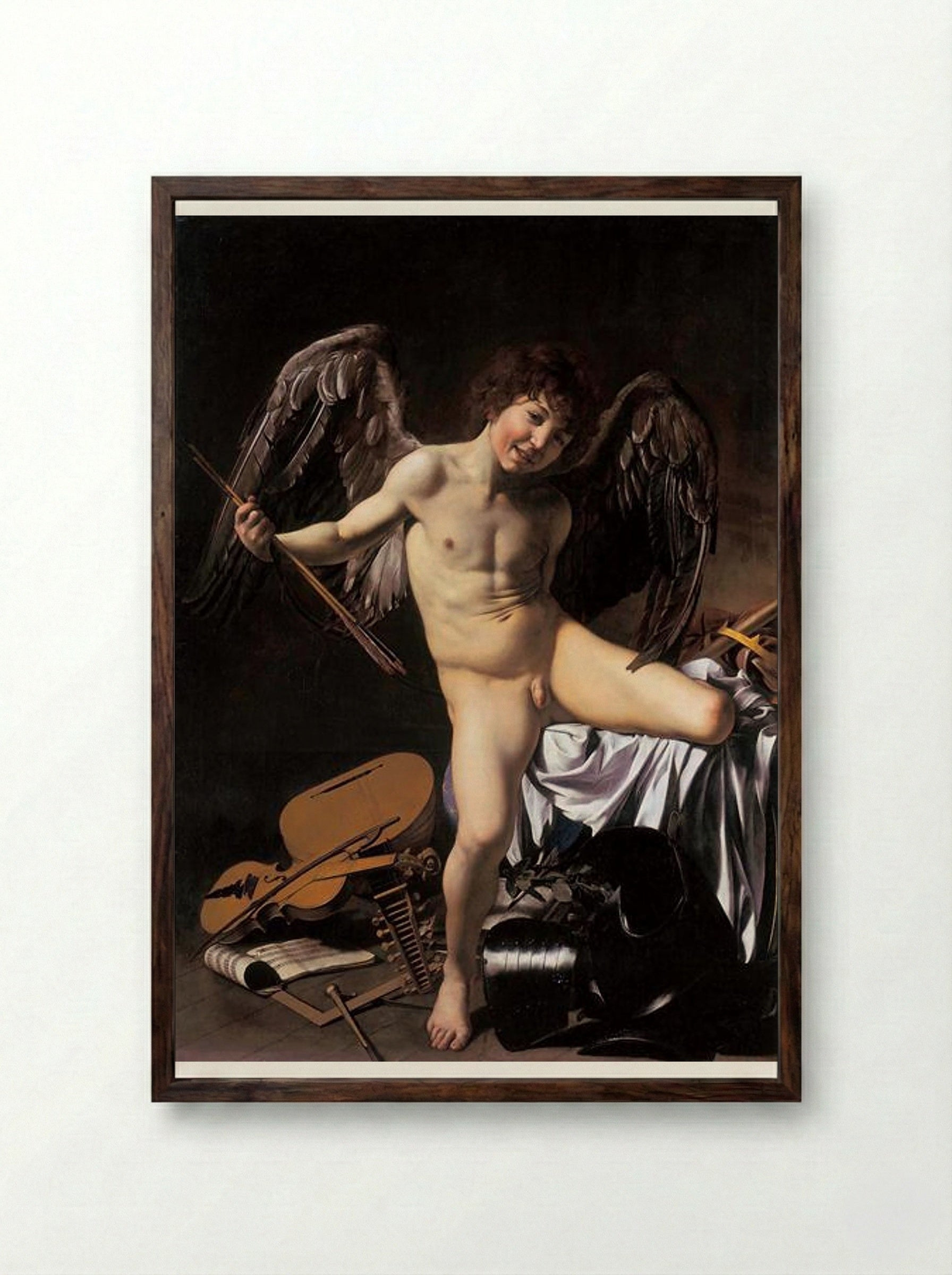 Amor Victorious - Caravaggio - Framed Print Dark Wood