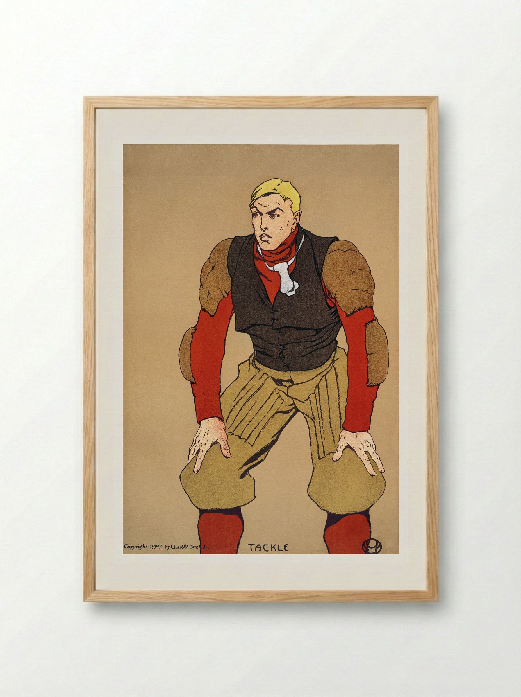 Tackle (American Football Player) - Edward Penfield - Framed Print Wood