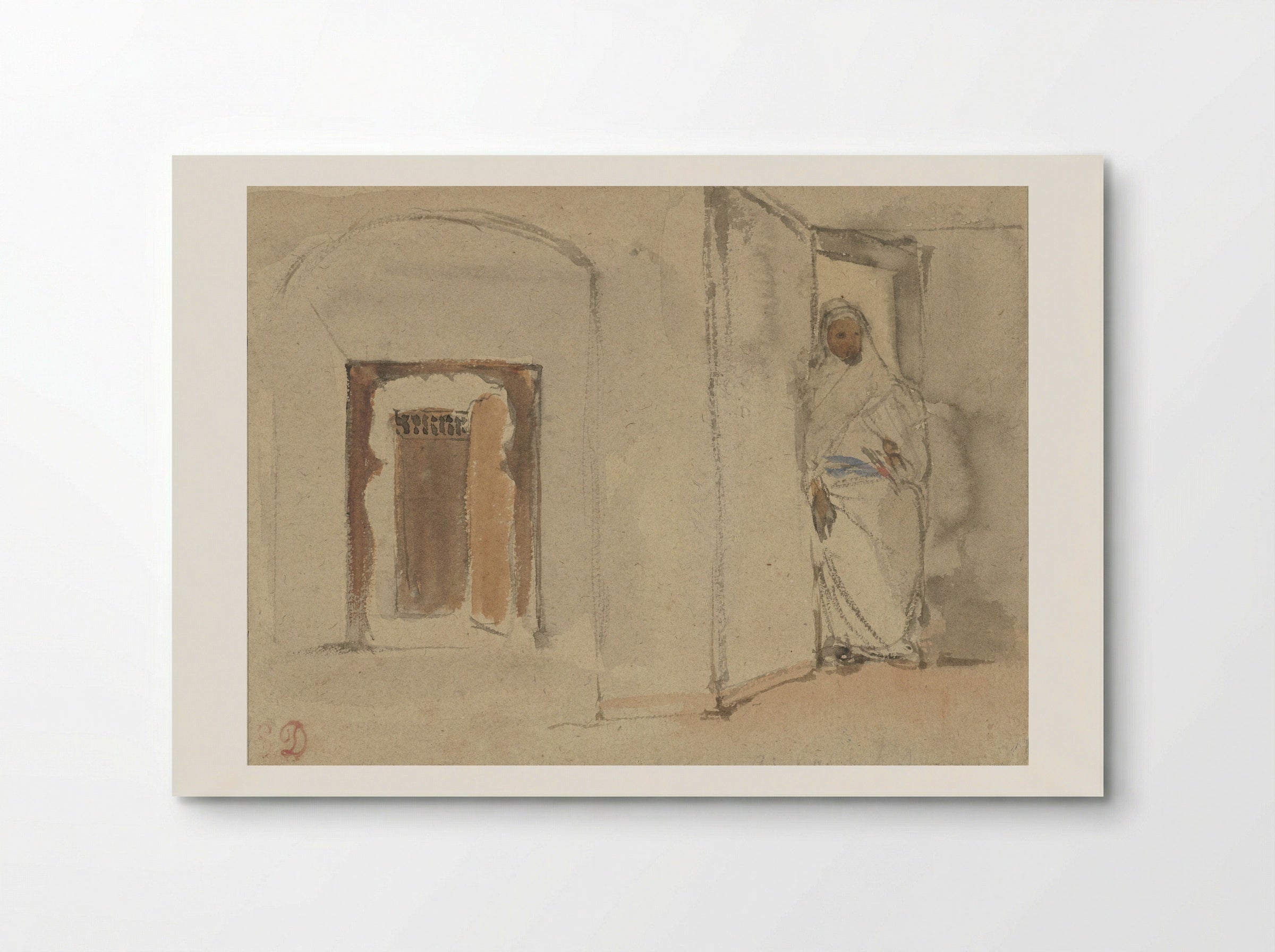 Arabier voor de deur van zijn woning - Eugène Delacroix - Poster