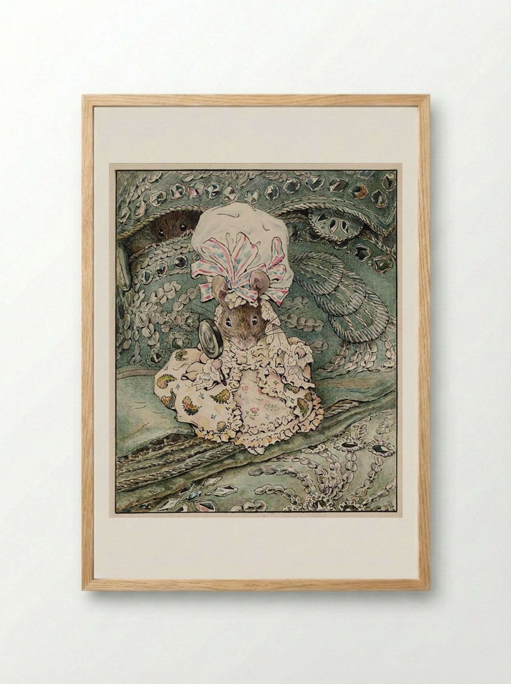 Lady Mouse in Mob Cap - Beatrix Potter - Framed Print Wood