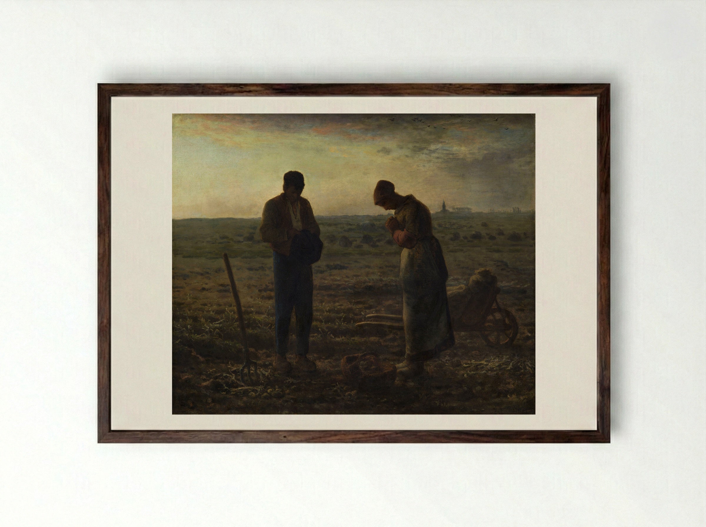 The Angelus - Jean-François Millet - Framed Print Dark Wood