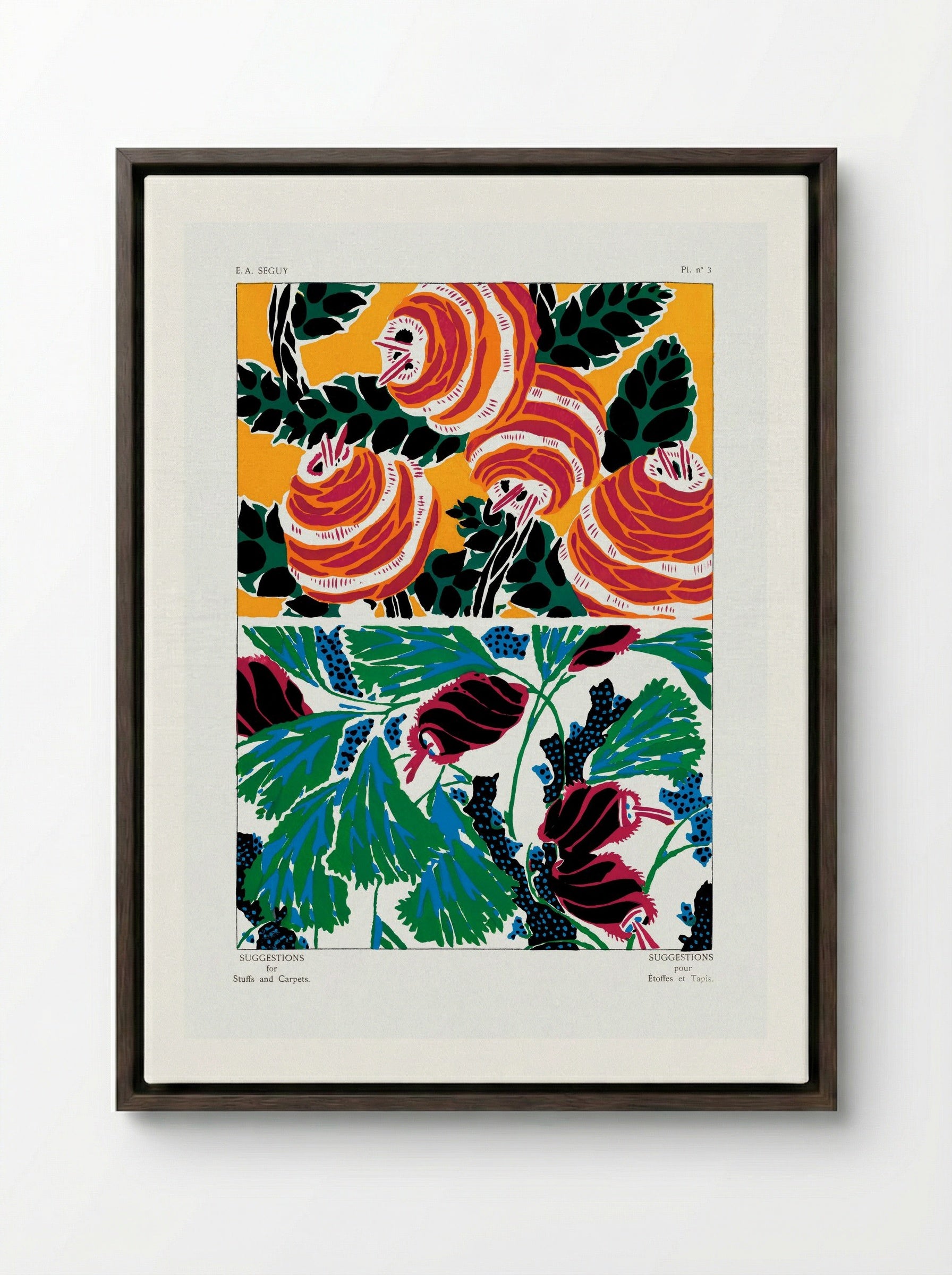 Suggestions pour Étoffes et Tapis, Plate No. 3 - Émile-Allain Séguy - Framed Canvas Dark Wood