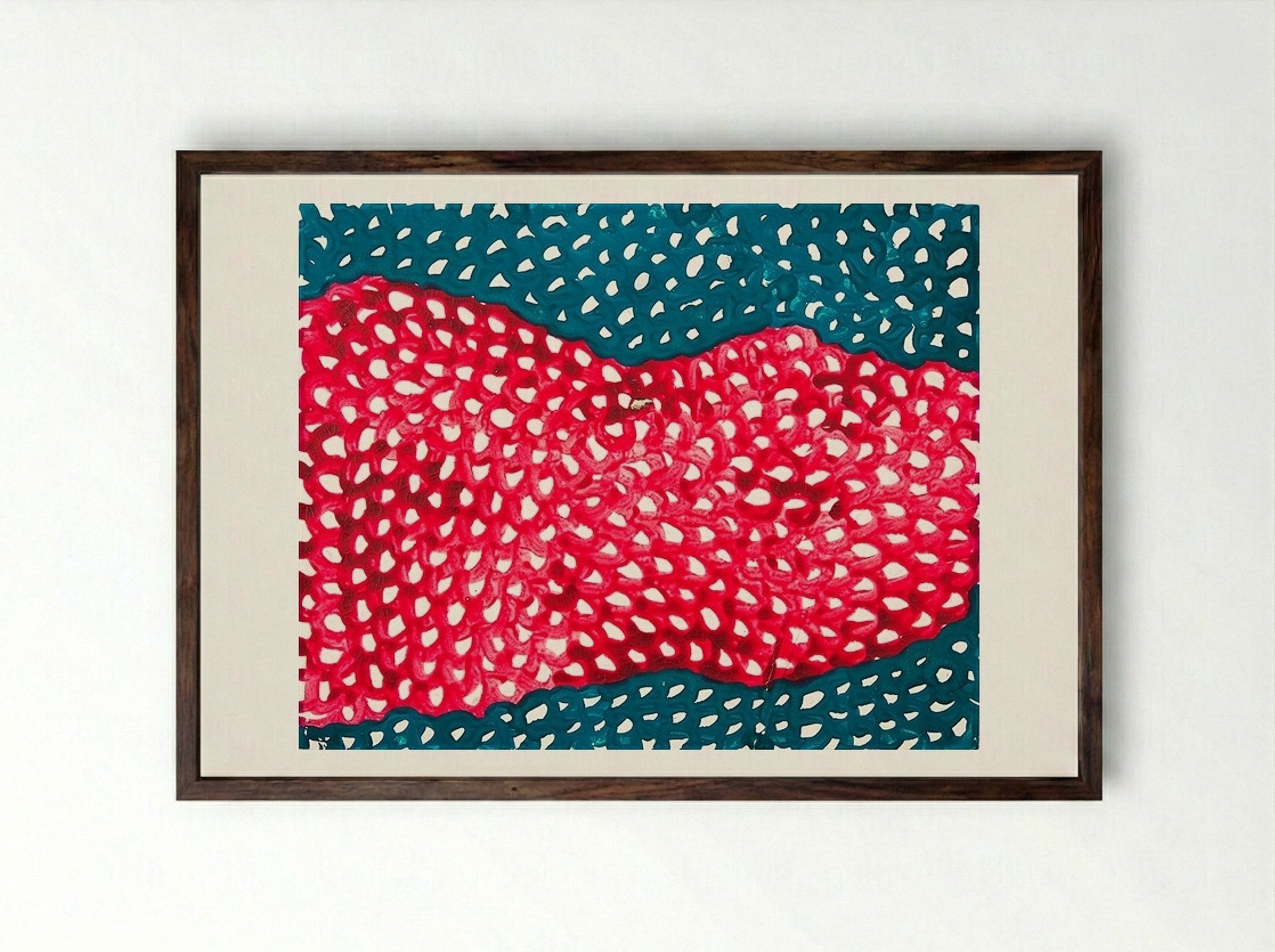 Waves - Yayoi Kusama - Framed Print Dark Wood