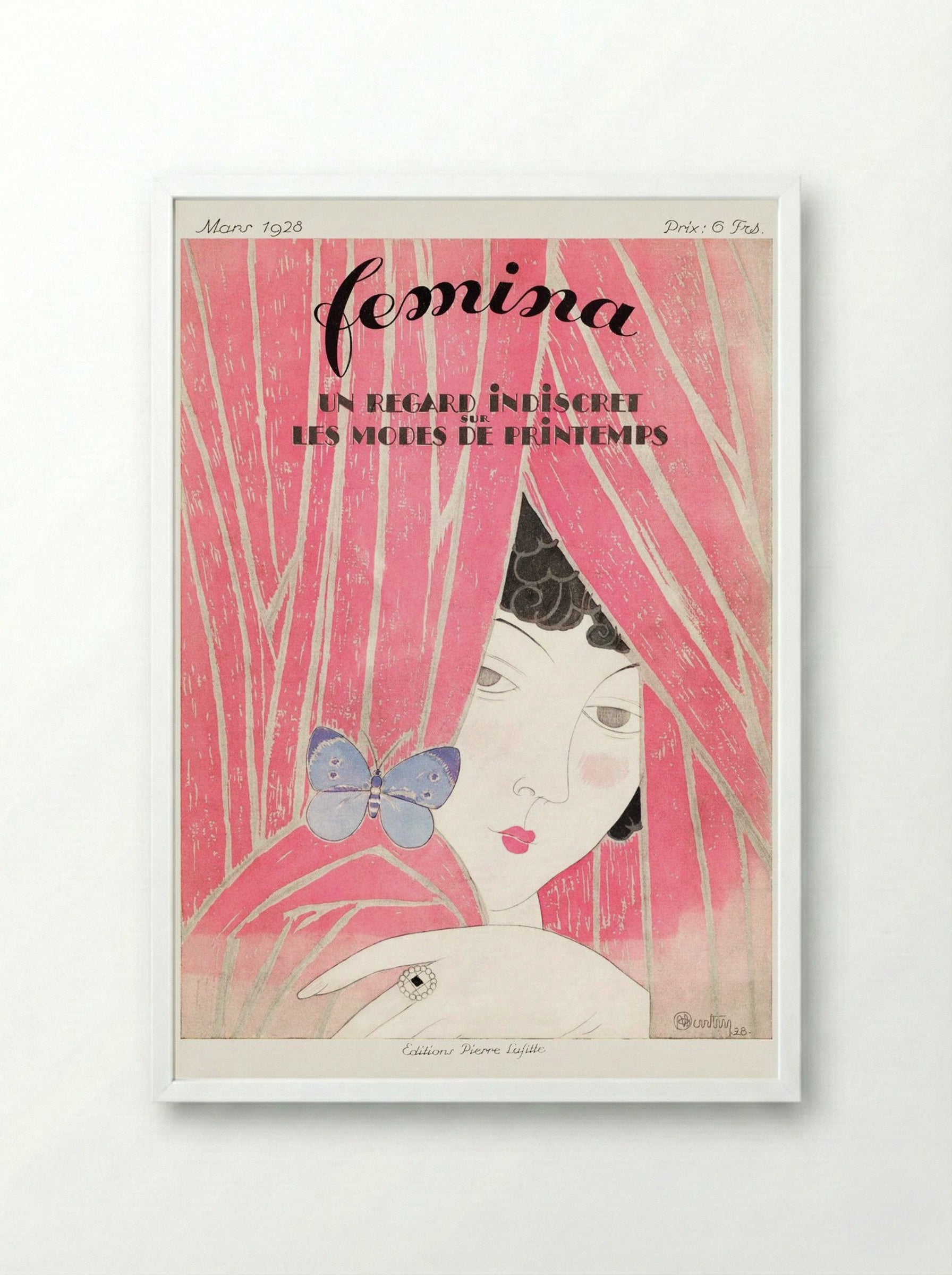 The Fashion Magazine as Temptress, Femina - Georges Léonnec - Framed Print White