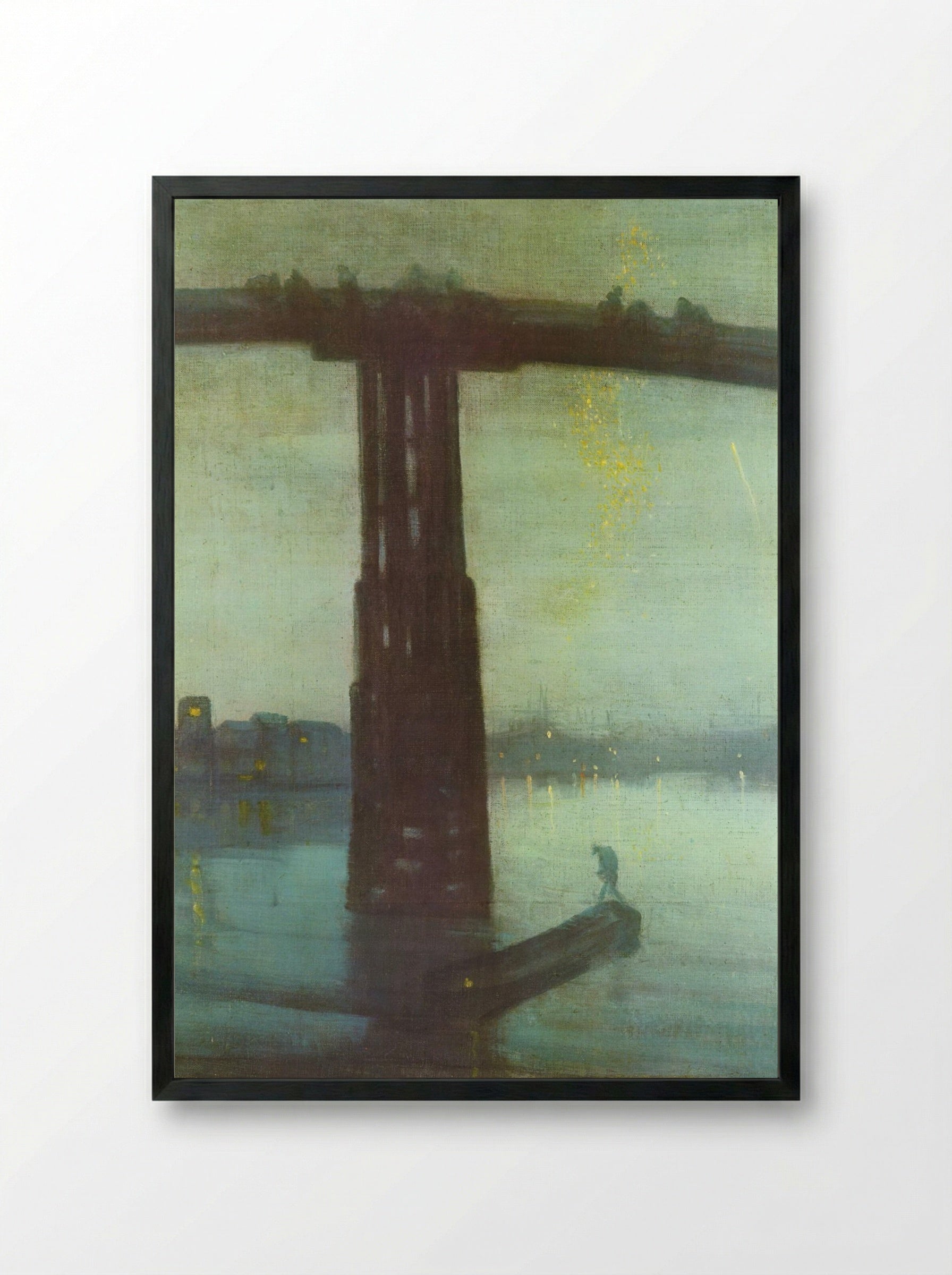 Nocturne: Blue and Gold - Old Battersea Bridge - James McNeill Whistler - Framed Print Black