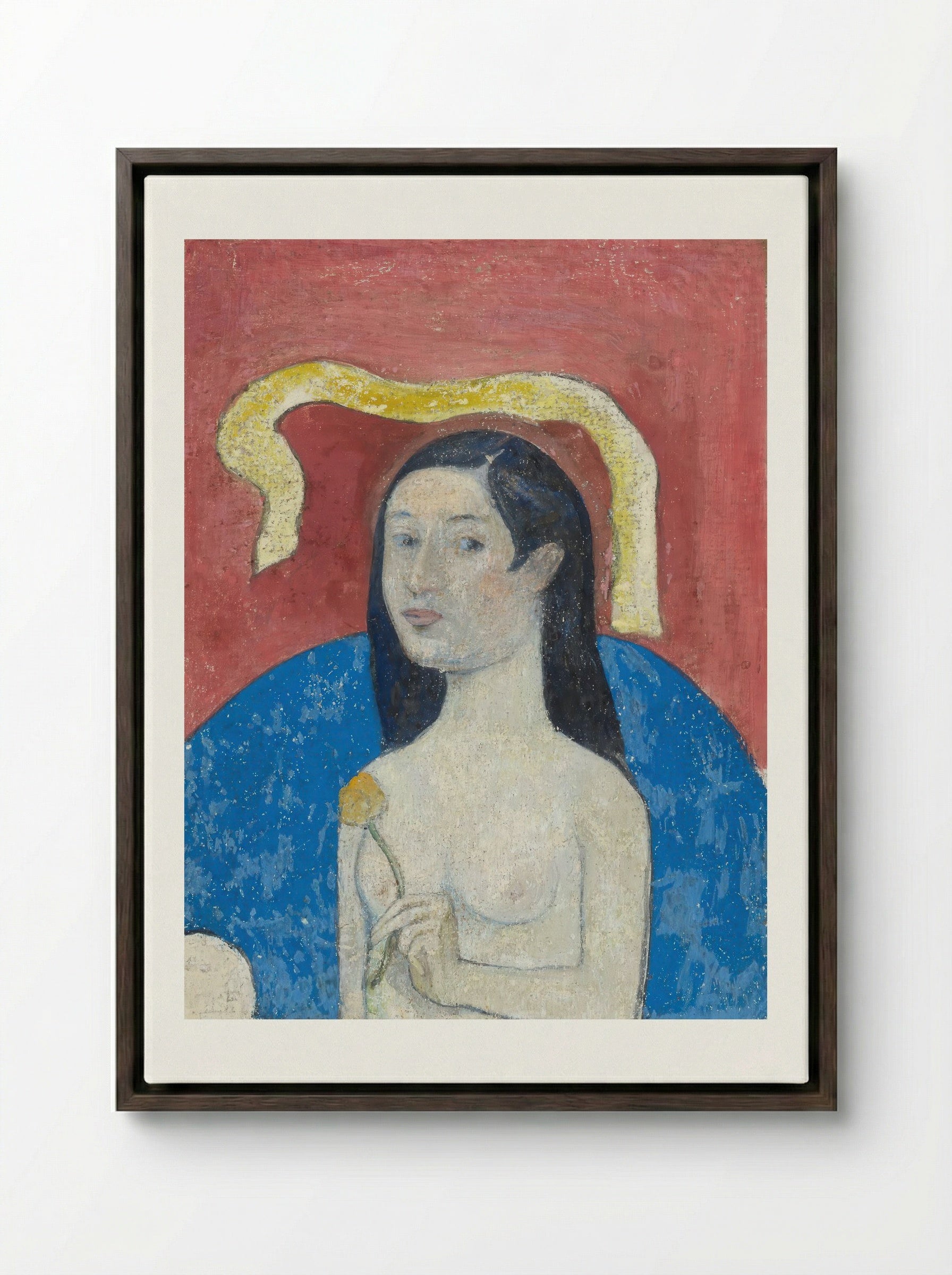 Portrait of the Artist's Mother, Eve - Paul Gauguin - Framed Canvas Dark Wood