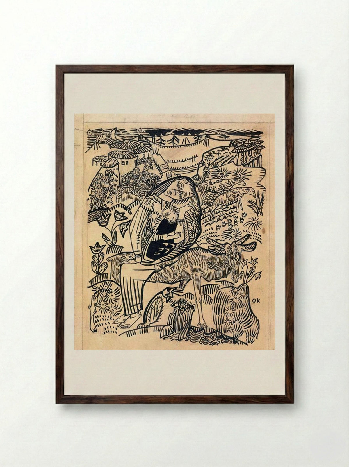Flight into Egypt - Oskar Kokoschka - Framed Print Dark Wood