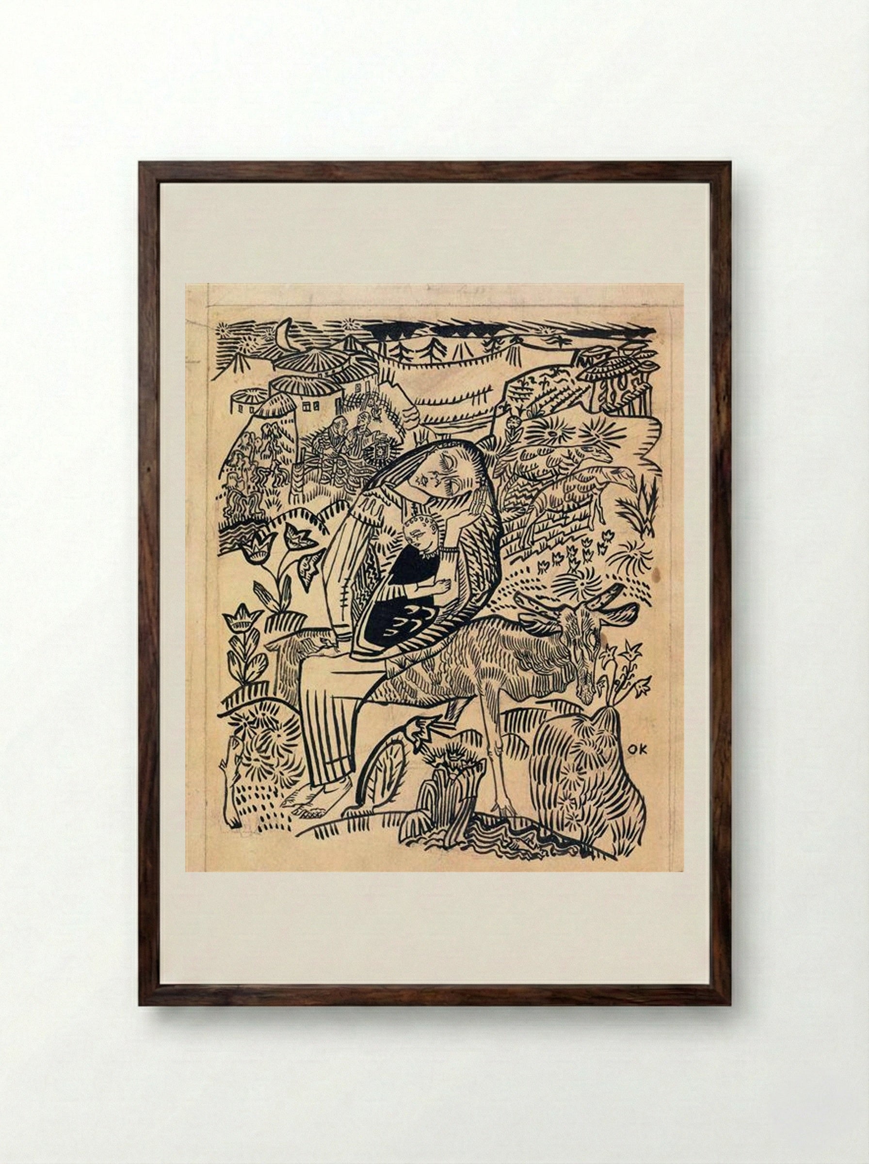 Flight into Egypt - Oskar Kokoschka - Framed Print Dark Wood