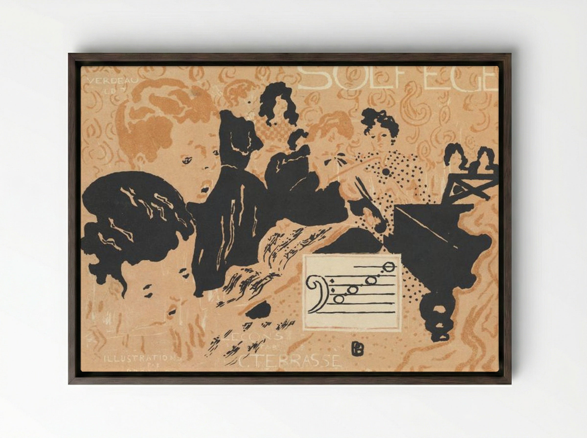 Preliminary Cover Design for Petit Solfège Illustré - Pierre Bonnard - Framed Canvas Dark Wood