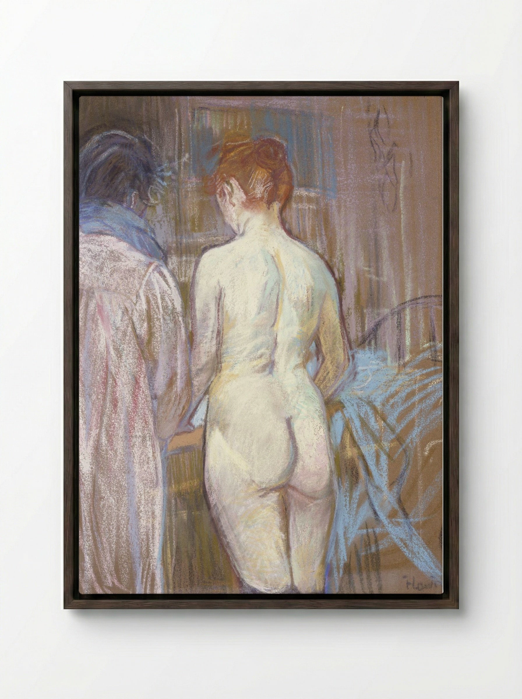 Prostitutes (Femmes de Maison) - Henri de Toulouse-Lautrec - Framed Canvas Dark Wood